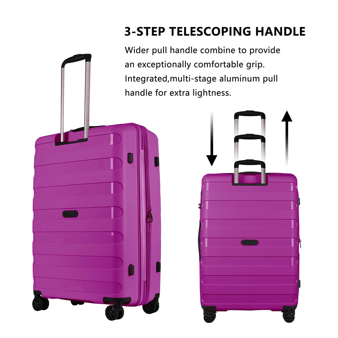 Expandable 2-Piece PP Luggage Set with Spinner Wheels & TSA Lock - 20