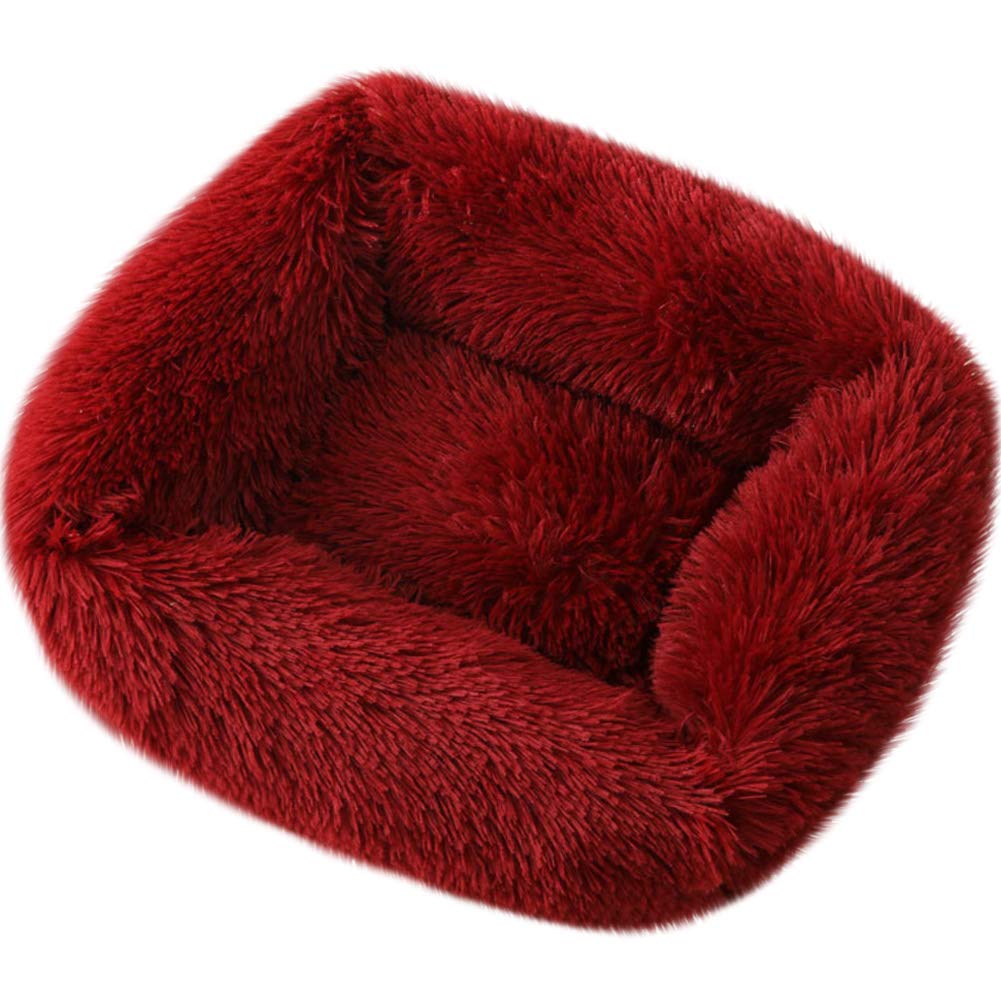 La La Pet® Donut Dog & Cat Bed - Cozy Cave Burrow Pet Bed for Small & Medium Dogs - Self-Warming Calming Cuddler with Soft Plush Cushion - Improved Sleep for Anxious Pets - Perfect for Bedroom, Living Room & Travel Use (Red)