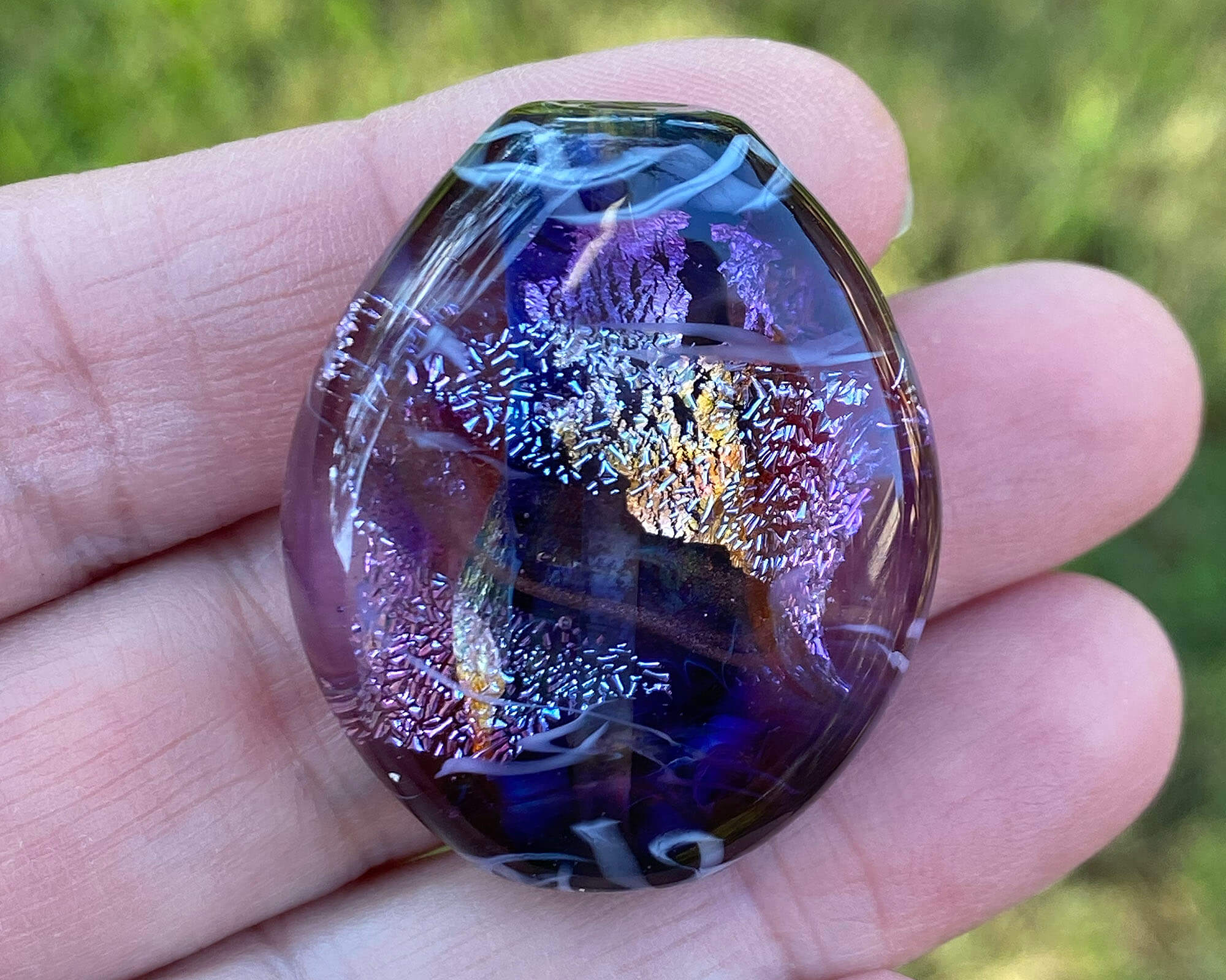 Purple Dichroic Shimmer Lampwork Glass Focal Bead for Jewelry Making - Handmade SRA Artisan Bead for Necklaces, Bracelets & DIY Craft Projects