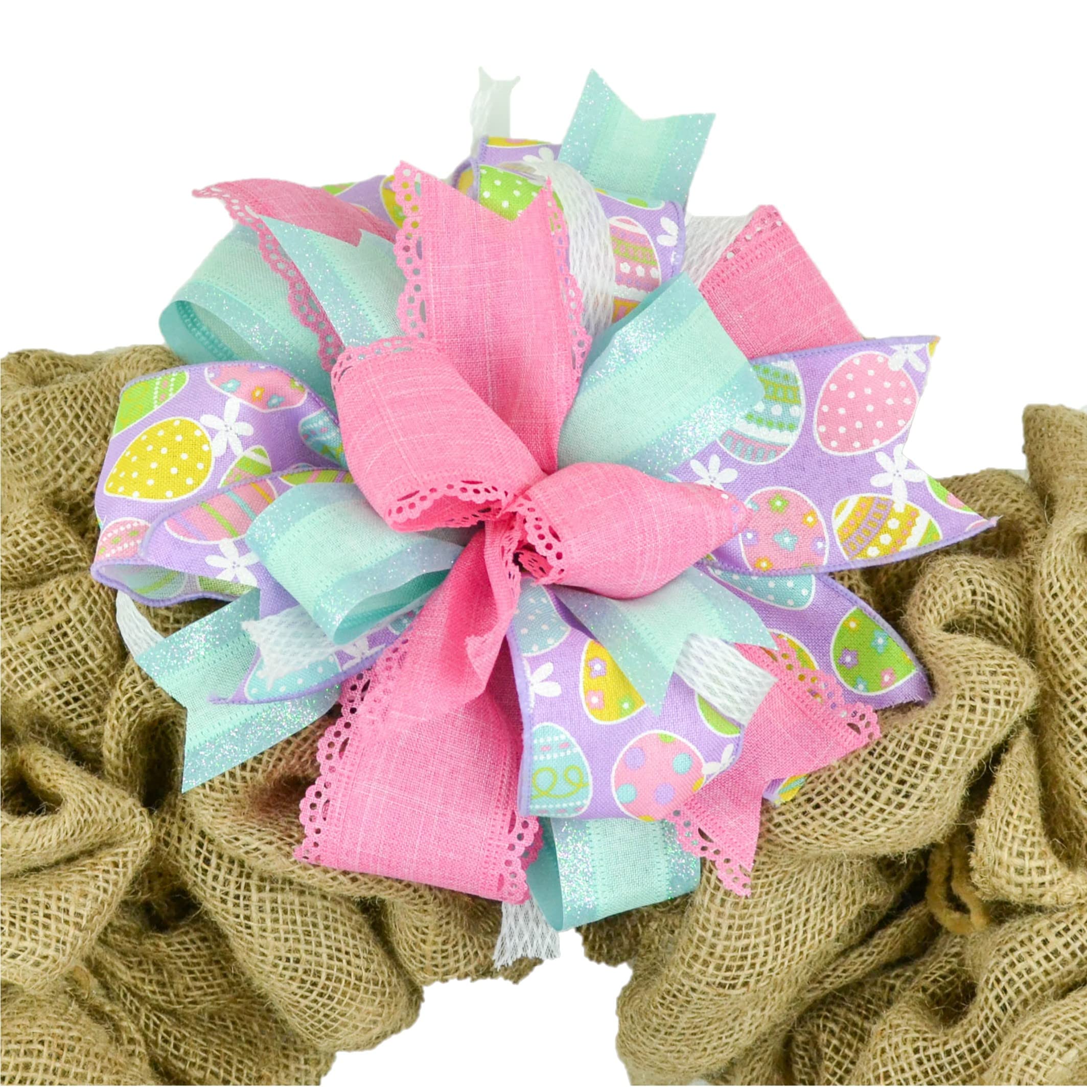 Handmade Burlap Lantern Wreath Bow - Farmhouse Style Decorative Embellishment for DIY Wreaths (Set of 25) - Perfect for Easter Decor, Spring Home Decor, and Rustic Wedding Centerpieces