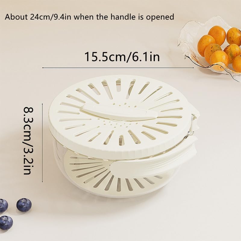 Multifunctional Fruit and Vegetable Washing Bowl with Lid and Strainer - 3-in-1 Drainer, Washer & Spinner for Fresh Produce (Brown, 1PC) - Perfect for Kitchen, Camping & Healthy Meal Prep
