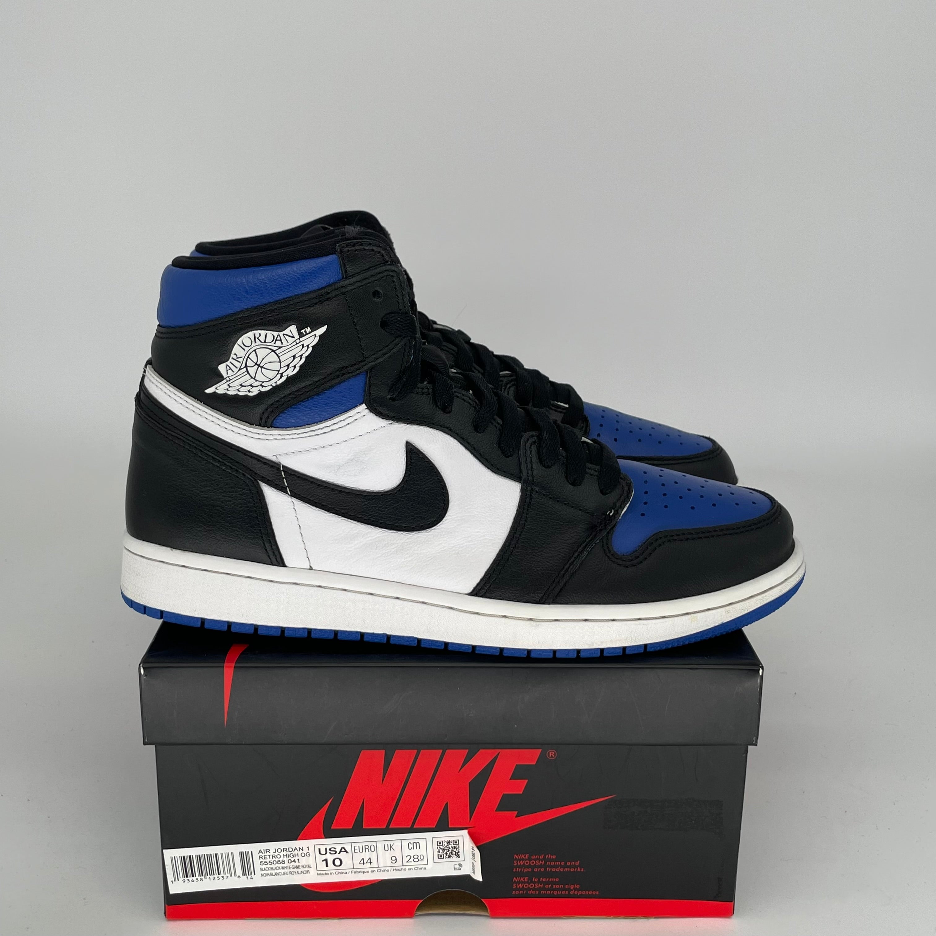 Air Jordan 1 Royal Toe Men's Basketball Shoes Size 10 (555088-041) - Perfect for Sneaker Collectors & Streetwear Fashion