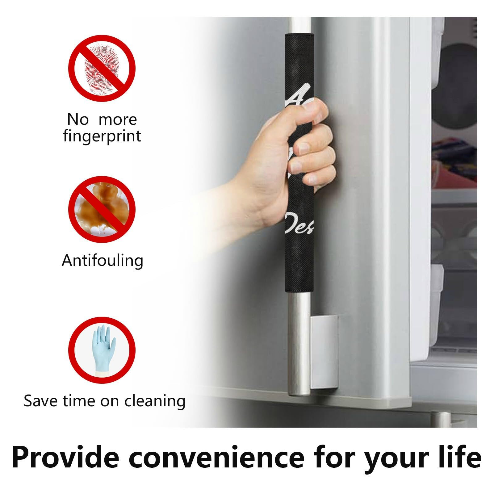 Personalized Refrigerator Door Handle Covers Set of 2 - Washable Non-Fading Non-Cracking Kitchen Appliance Protectors - Keep Clean from Smudges, Drips, Food Stains & Oil - Perfect for Modern Kitchens & Home Organization