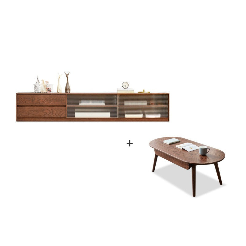 Solid Oak Wood TV Stand with Storage - Modern Entertainment Center for Living Room, Bedroom & Home Theater
