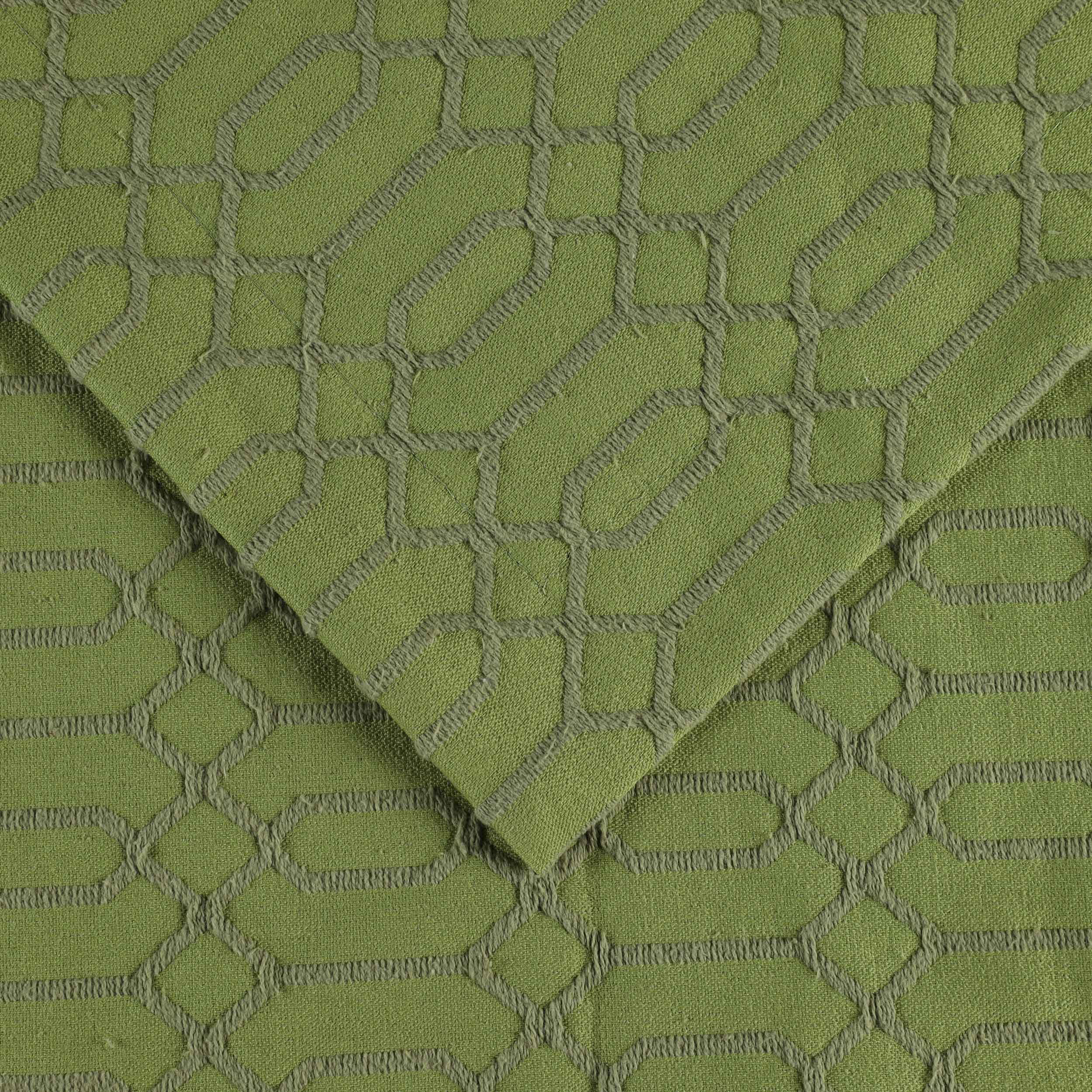 Remi Cotton Blend Jacquard Woven Geometric Fringe Bedspread Set - Queen Size Luxury Bed Cover for Modern Bedroom Decor