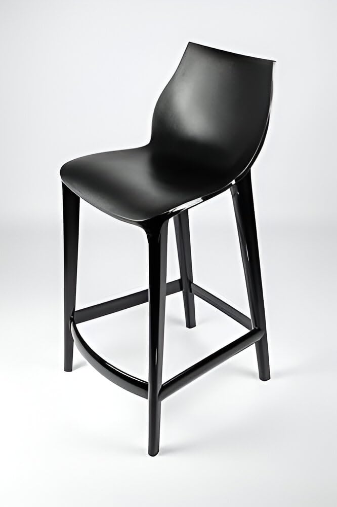 Modern Black Polypropylene Bar Stools Set of 2 - Mahi Mahi MMPPBN2 - Durable & Stylish Counter Height Stools for Kitchen Island, Breakfast Bar & Home Decor