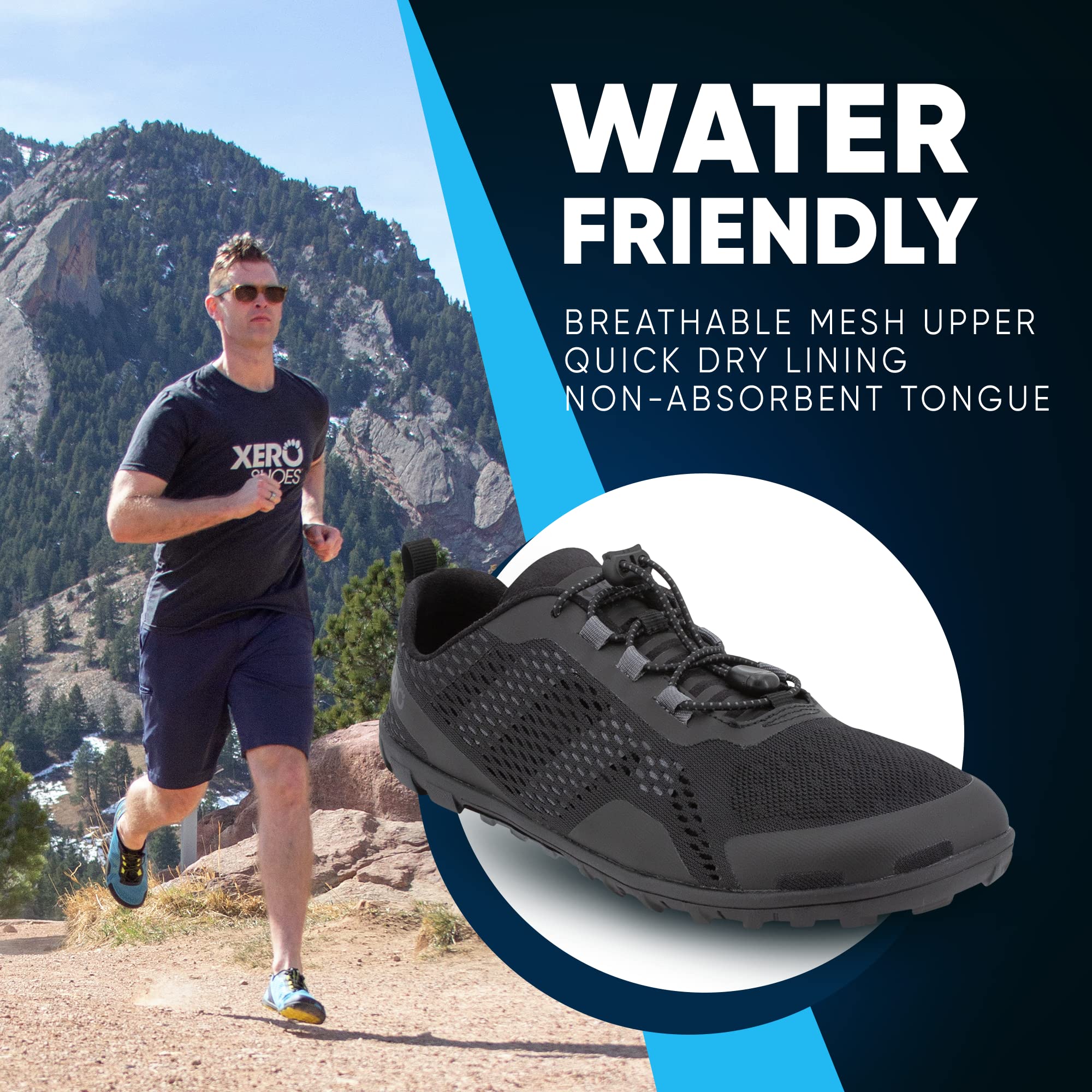 Xero Shoes Barefoot Water Shoes for Men - Aqua X Sport Minimalist Water Shoes with Wide Toe Box & Zero Drop Heel | Beach Swimming, Hiking, Running, Water Sports | Lightweight Quick-Dry Outdoor Shoes
