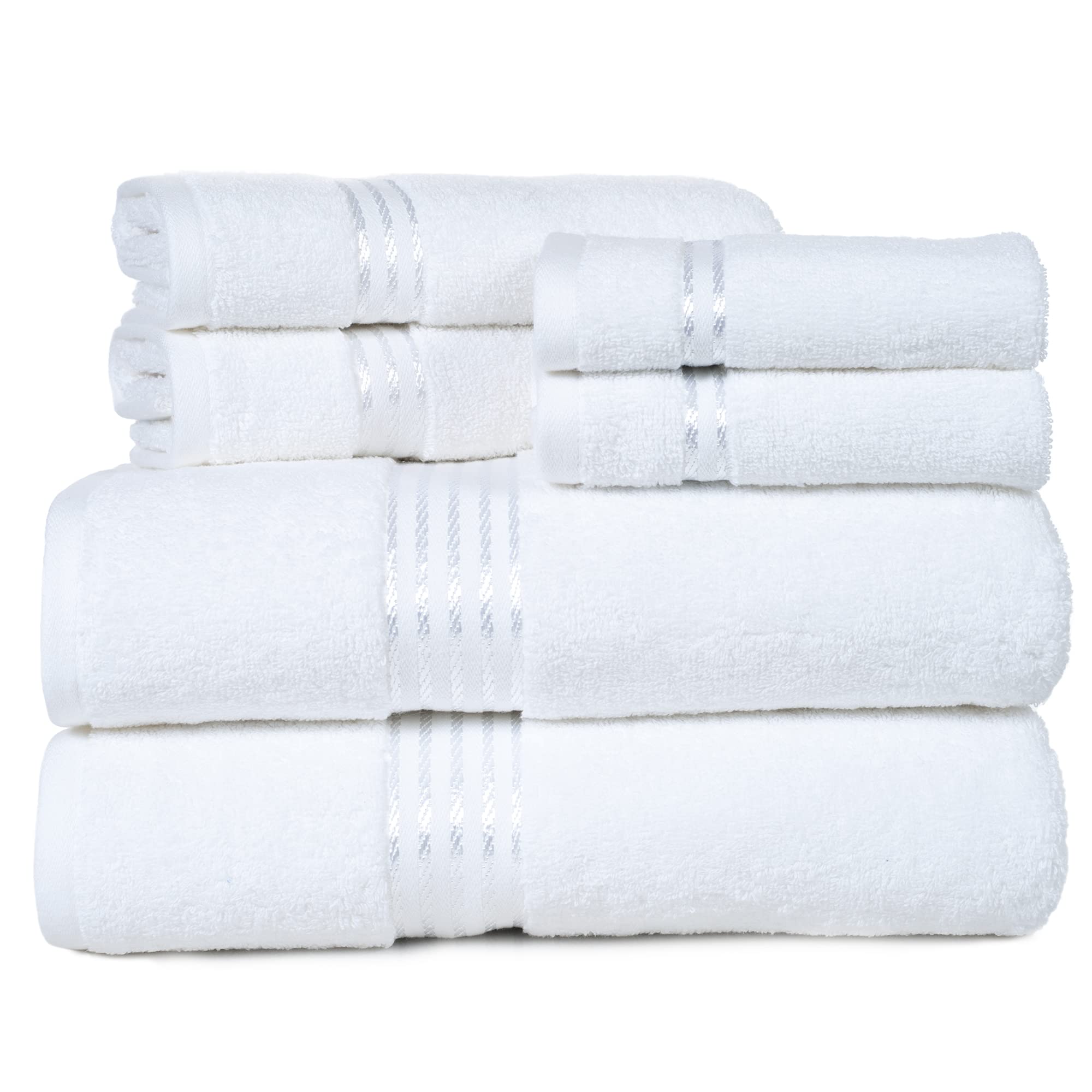 Lavish Home 6PC Cotton Towel Set - Bath & Hand Towels for Spa & Bathroom
