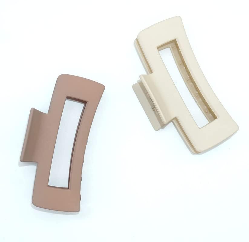 SUKAINA TRENDS Large Hair Claw Clips for Thick Hair - Strong Hold Matte Hair Clips for Women & Girls - Durable Hair Barrettes for Curly Hair (Light Brown & Beige) | Perfect for Summer, Work, Gym & Everyday Hairstyles