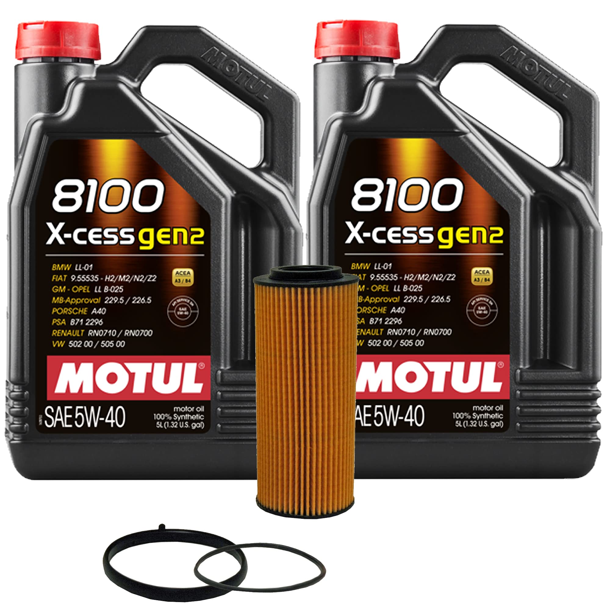 10L Newparts 8100 X-CESS GEN2 5W-40 Full Synthetic Motor Oil Change Kit - API SN, VW 502.00/505.00, Porsche A40 Approved - Perfect for VW, Audi, Porsche & European Vehicles - Ideal for High-Performance Engines & Extreme Driving Conditions