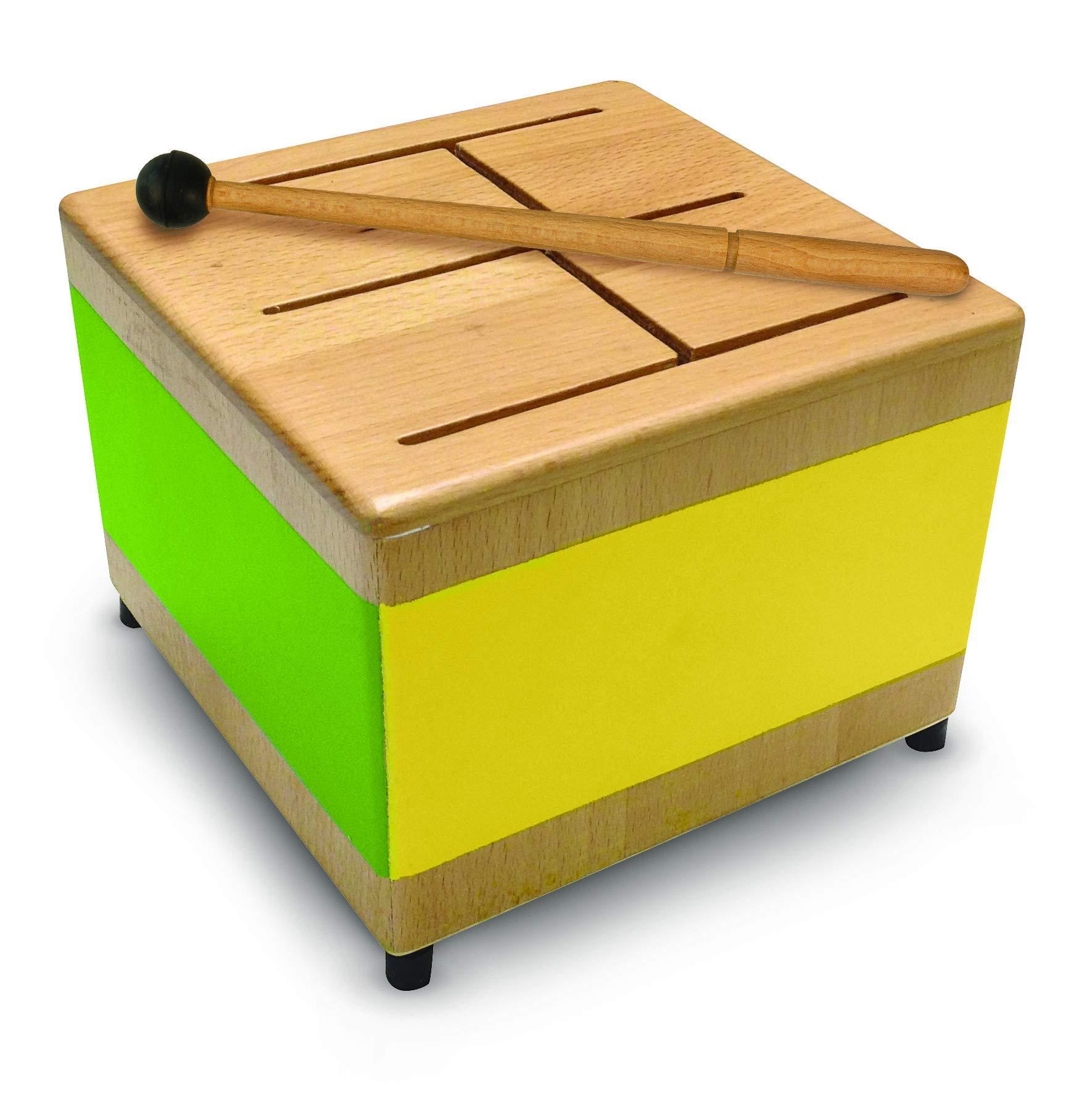 Green Tones Tone Drum - Handcrafted Wooden Percussion Instrument for Music Therapy, Meditation & Relaxation - Perfect for Yoga, Sound Healing & Kids Musical Education
