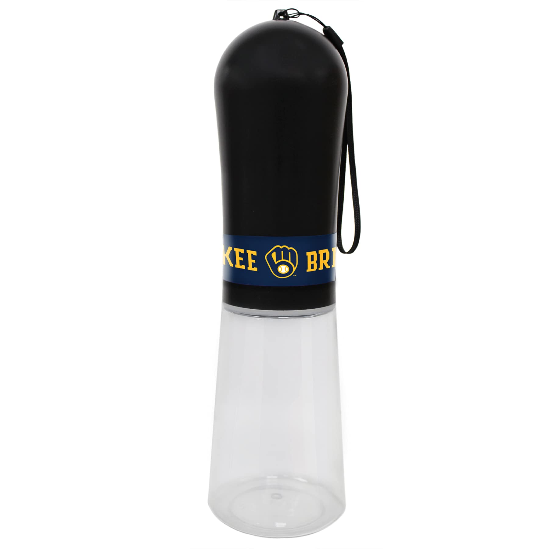 MLB Milwaukee Brewers Baseball Pet Water Bottle - 13.5oz Portable Dog & Cat Water Dispenser with 2 Carbon Filters | Travel-Friendly Pet Water Fountain for Outdoor Adventures, Hiking, and Daily Walks