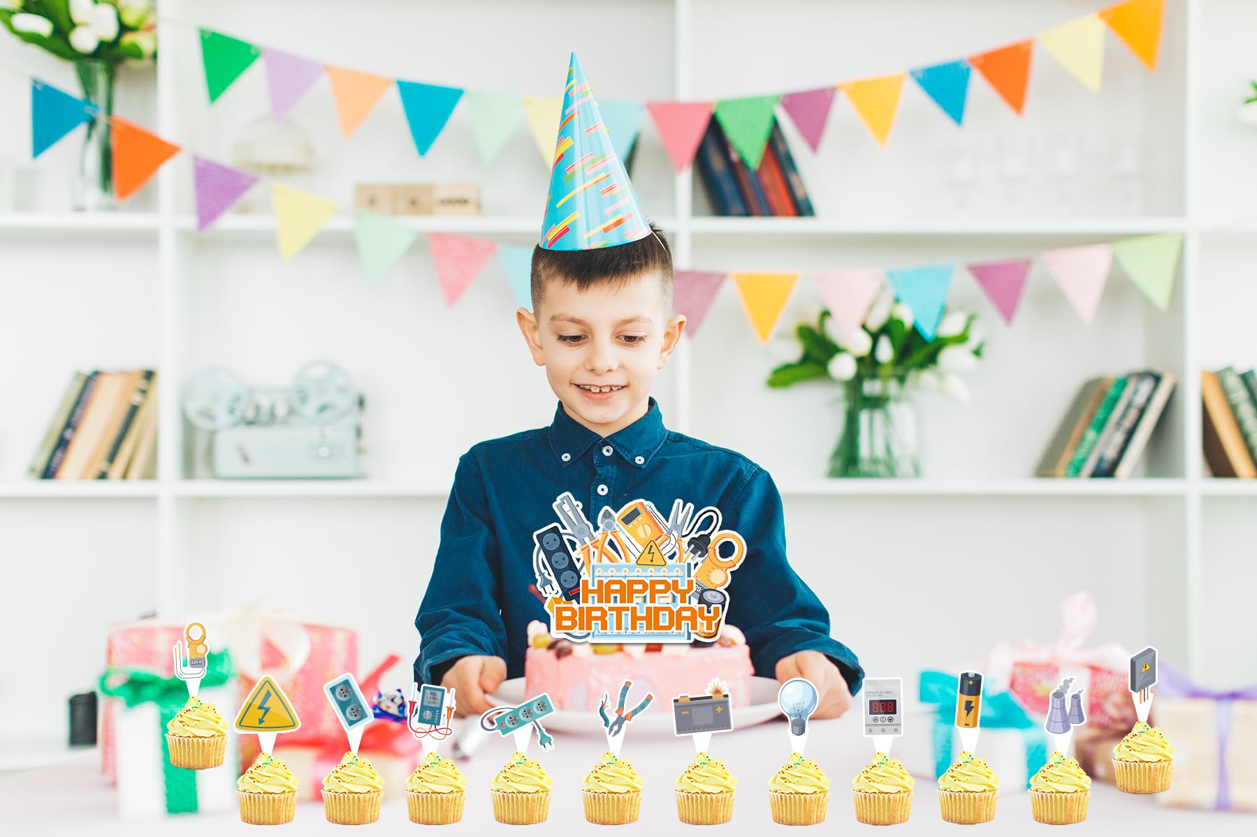 25 Pcs Electrician Cake Toppers - Lineman & Power Themed Cupcake Decorations for Electrician Birthday Party, Retirement Celebration & Appreciation Gifts - Funny Electrical Worker Party Supplies for Cakes, Cupcakes & Desserts
