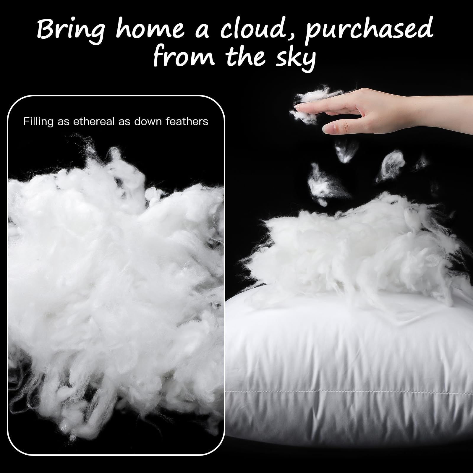 Artscope Synthetic Down Pillow Insert 20x20 - Ultra Soft Fluffy Down Alternative Throw Pillow with 100% Cotton Cover - Set of 2 White Decorative Pillows for Sofa, Bed & Home Decor