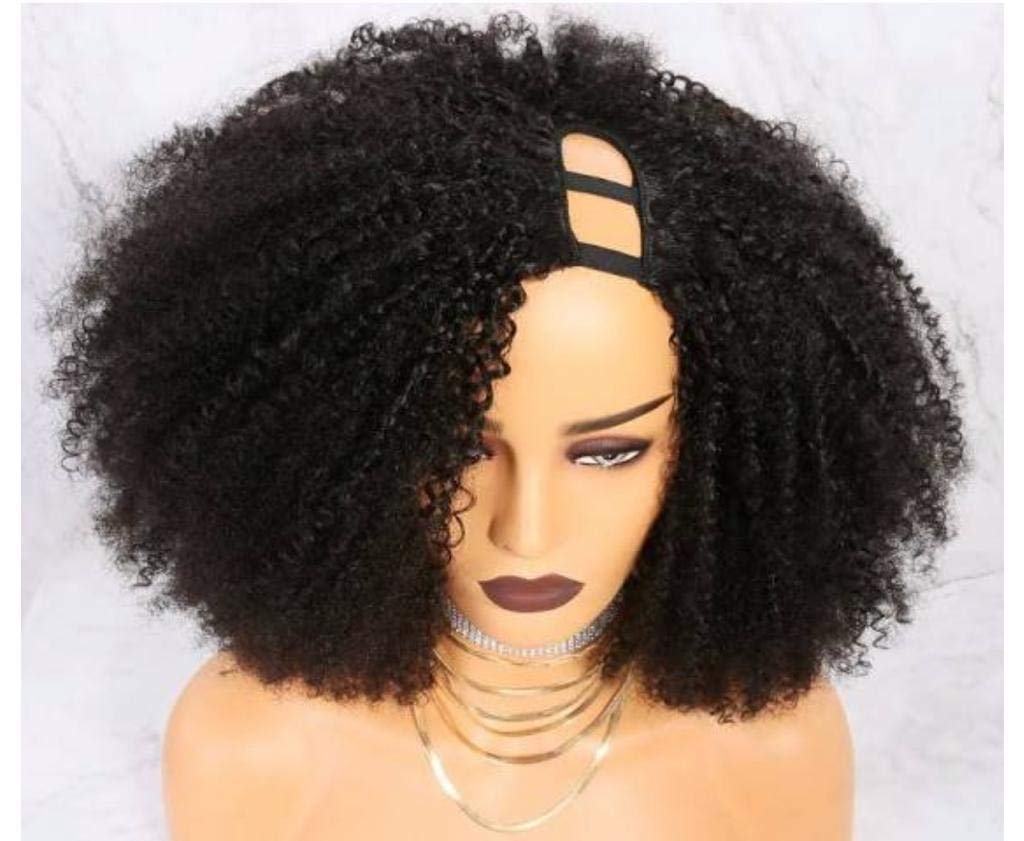 250% Density Full Fluffy Afro Kinky Curly U Part Wig - Mongolian Remy Human Hair - No Lace U Part Wig for Black Women (22 Inch) - Perfect for Daily Wear, Parties & Protective Styling
