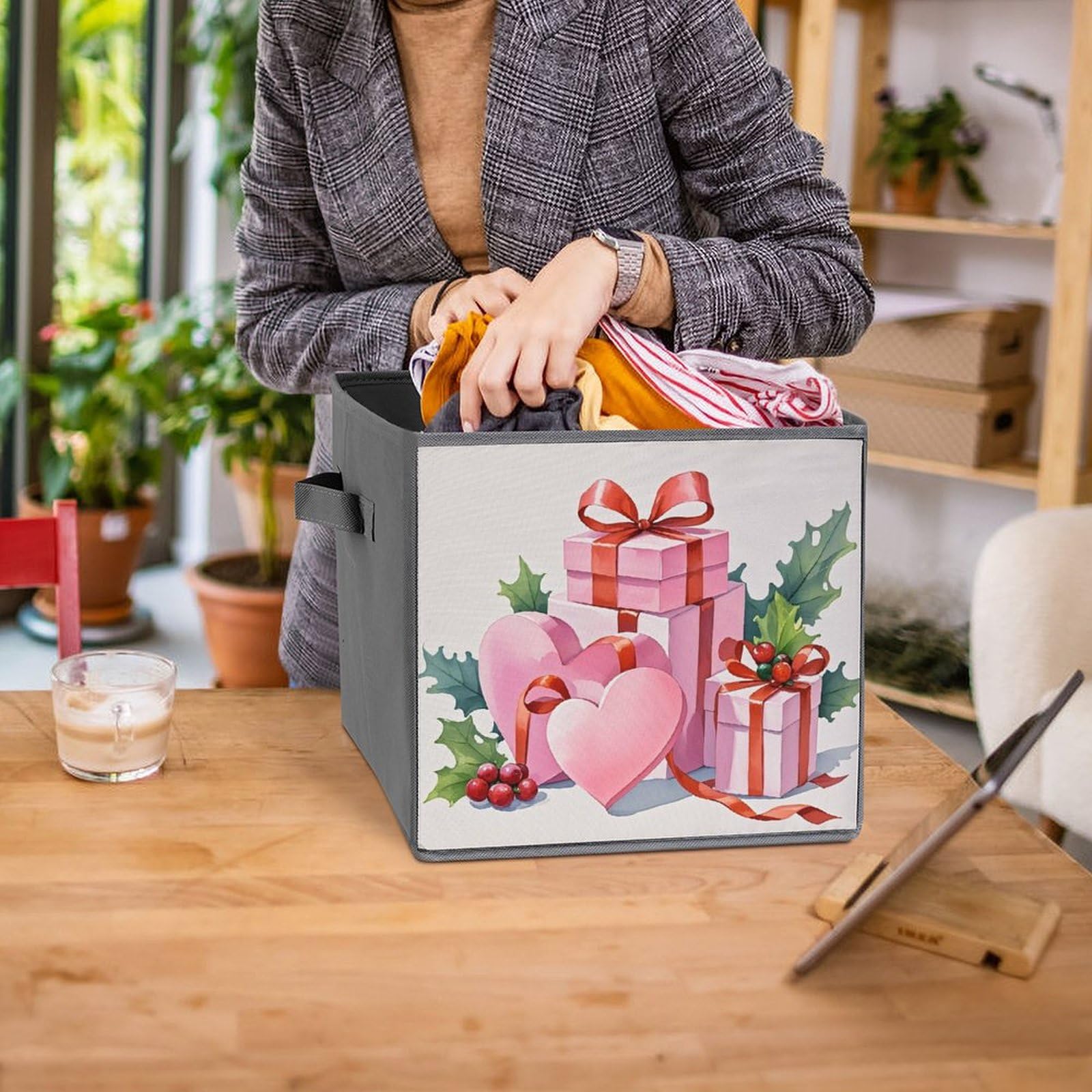 6-Piece Foldable Storage Bins with Handles - Large Capacity Printed Storage Boxes & Organizer Cubes for Playroom, Office, Home | Perfect for Toys, Books, Clothes & Home Organization