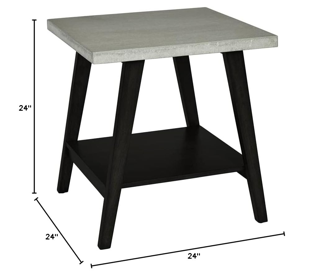 Progressive Furniture Jackson II End Table - Concrete Gray & Black Finish - Modern Side Table for Living Room, Bedroom, or Office