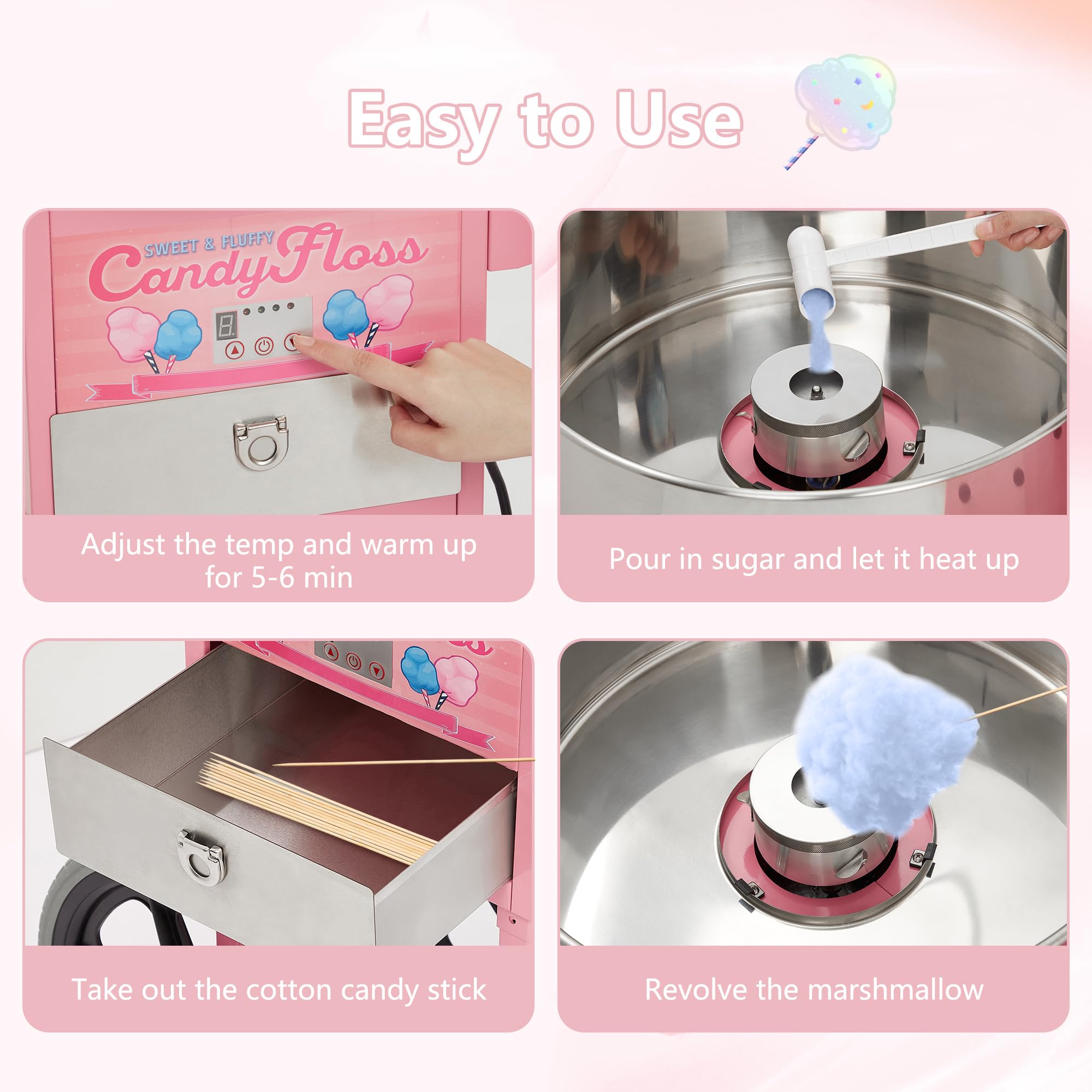 Commercial Electric Cotton Candy Machine for Kids & Parties - 20