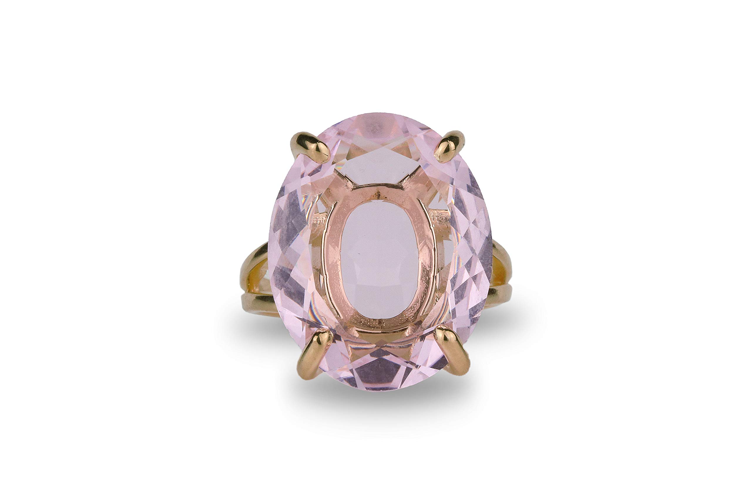 16x20mm Rose Quartz Gemstone Ring for Women - 14k Rose Gold Oval Ring - Handmade Elegant Jewelry for Occasions, Gifts & Everyday Wear | Perfect for Valentine's Day, Anniversary & Date Night