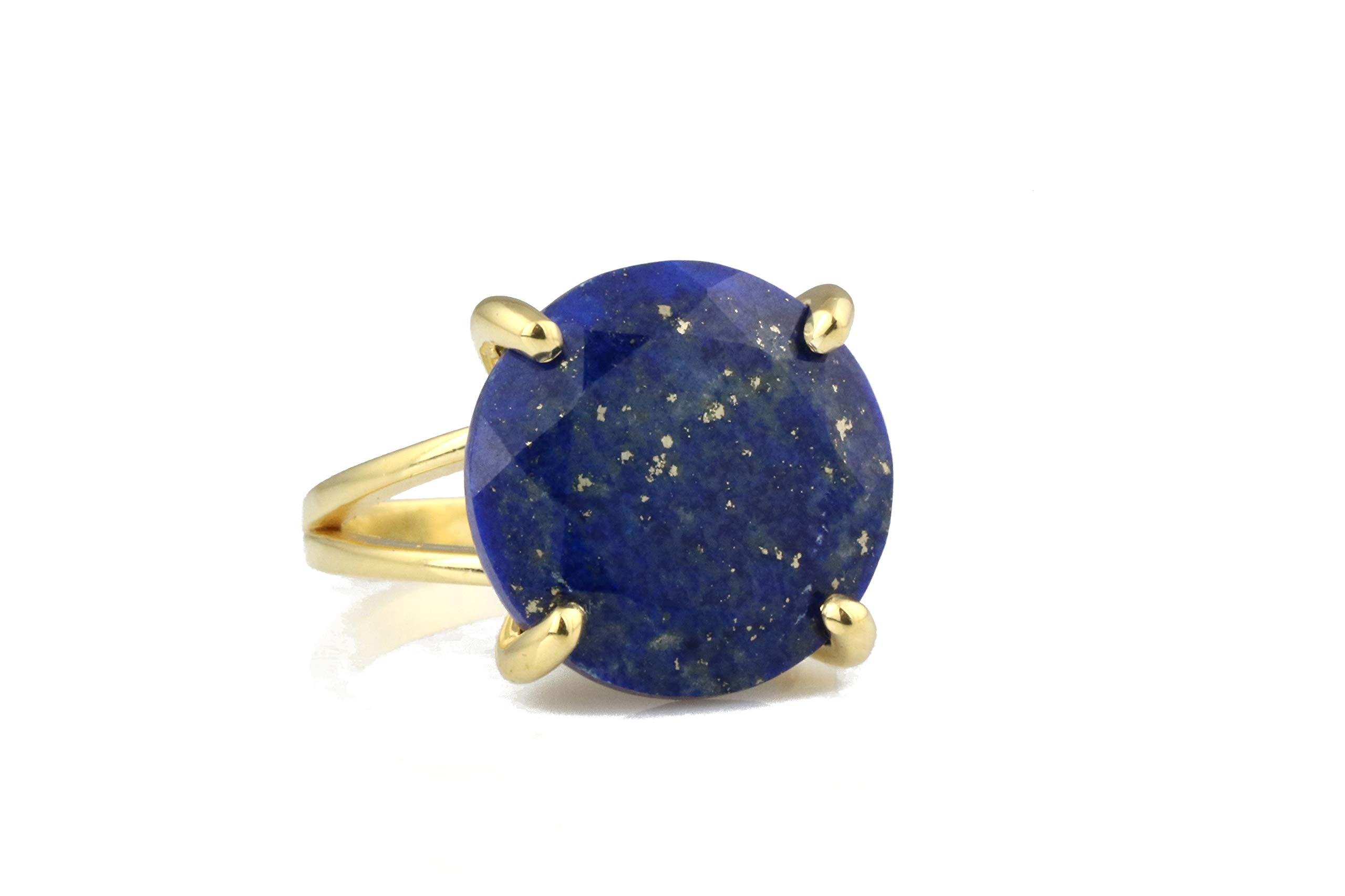 Handmade 14k Rose Gold Lapis Lazuli Gemstone Ring for Women | Round Cut Blue Stone Jewelry | Perfect for Weddings, Anniversaries & Evening Parties | Elegant Gift Box Included