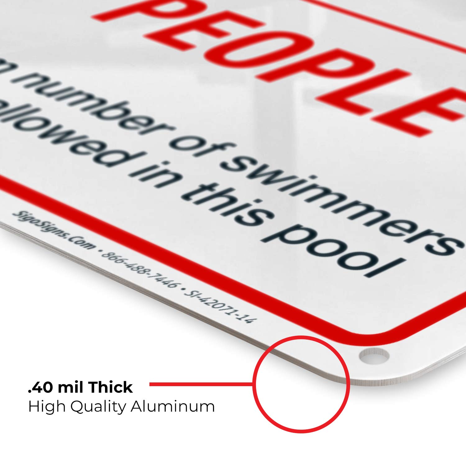 Pool Capacity Sign - 10x14 Inches Rust-Free .040 Aluminum Fade-Resistant Sign for Swimming Pools | Durable Outdoor Safety Sign Made in USA | Perfect for Public Pools, Resorts & Backyard Swimming Areas