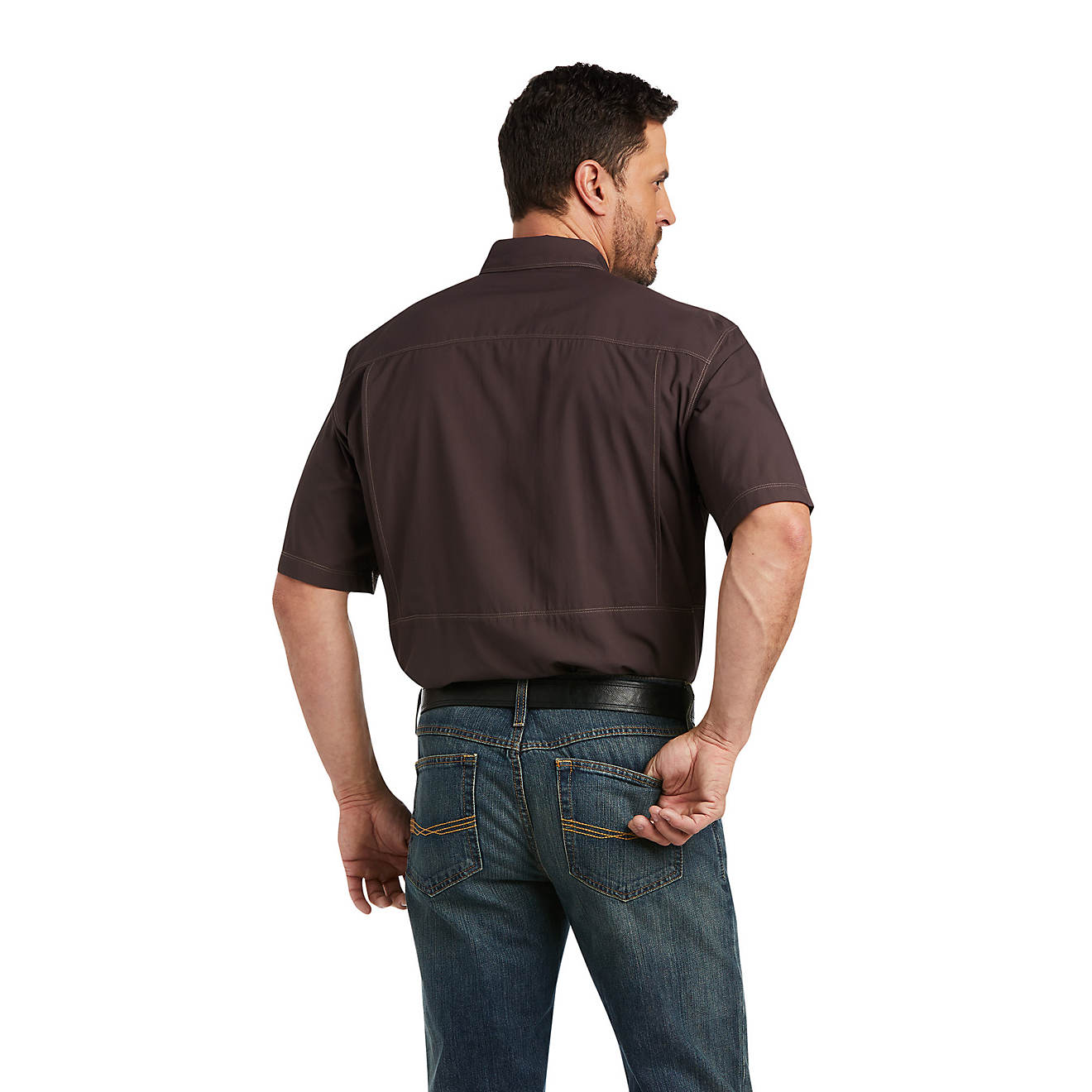Ariat VentTEK Outbound Classic Fit Shirt for Men - Breathable Moisture-Wicking Performance Shirt in Chocolate Brown - Ideal for Hiking, Outdoor Work & Casual Wear