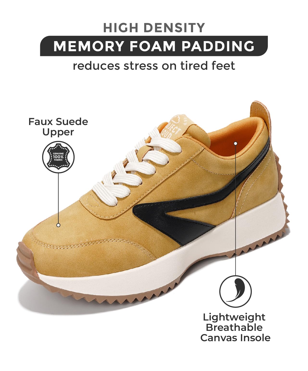 Project Cloud Women's Sneakers - Memory Foam Insole & Lightweight Spring Shoes - Non-Slip Lace Up Fashion Sneakers for Women 2025 - Perfect for Running, Walking & Casual Wear