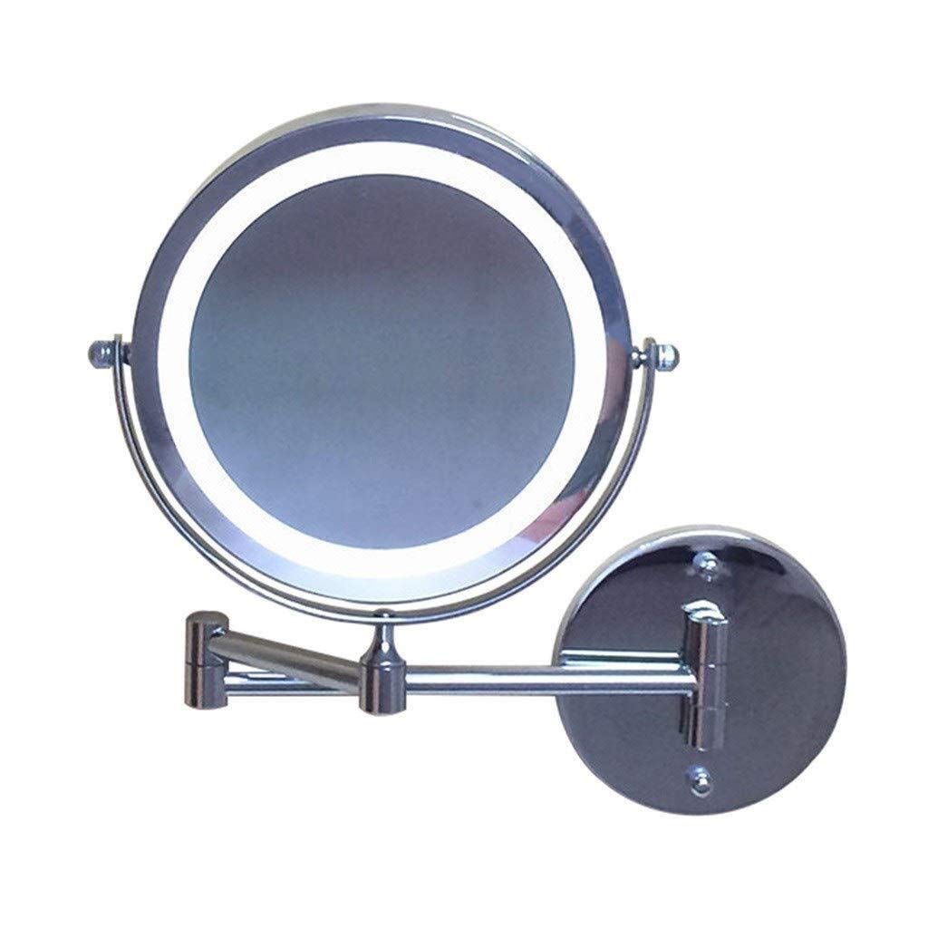 SGSG 7-Inch Wall Mounted LED Makeup Mirror with 5X Magnifying - Folding Vanity Mirror for Bathroom, Bedroom & Dressing Room - Double-Sided Adjustable Cosmetic Mirror with Bright Lights