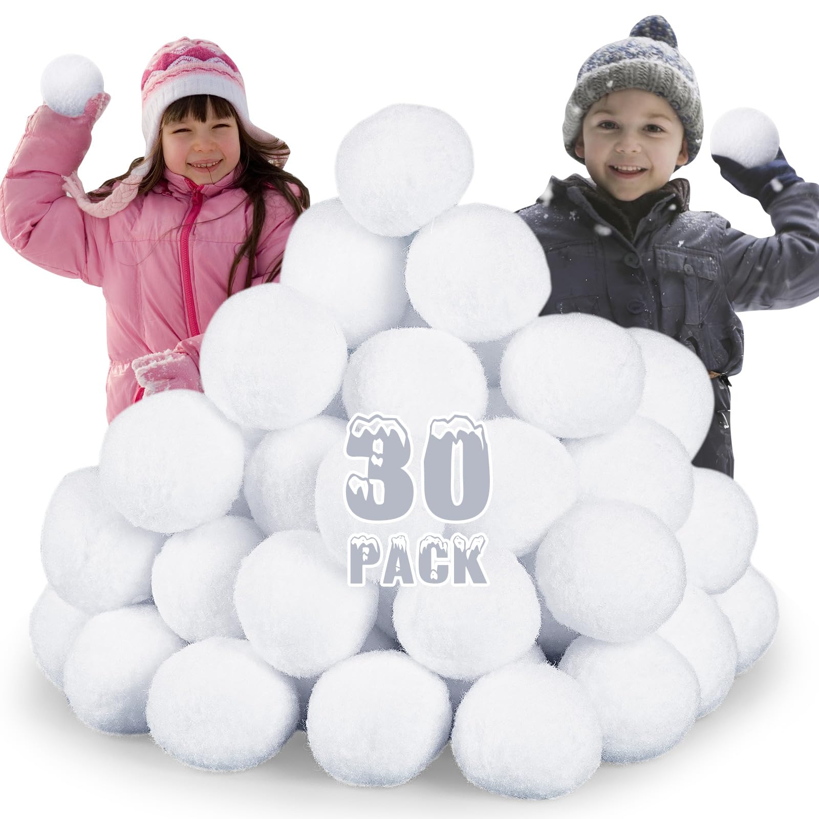 30 Pack Large 1.96 Inch Artificial Snowballs - Indoor/Outdoor Snowball Fight Set for Kids, Winter Party Games, Christmas Decor & DIY Gift Supplies (Perfect for Holiday Gatherings, Classroom Activities & Family Fun)