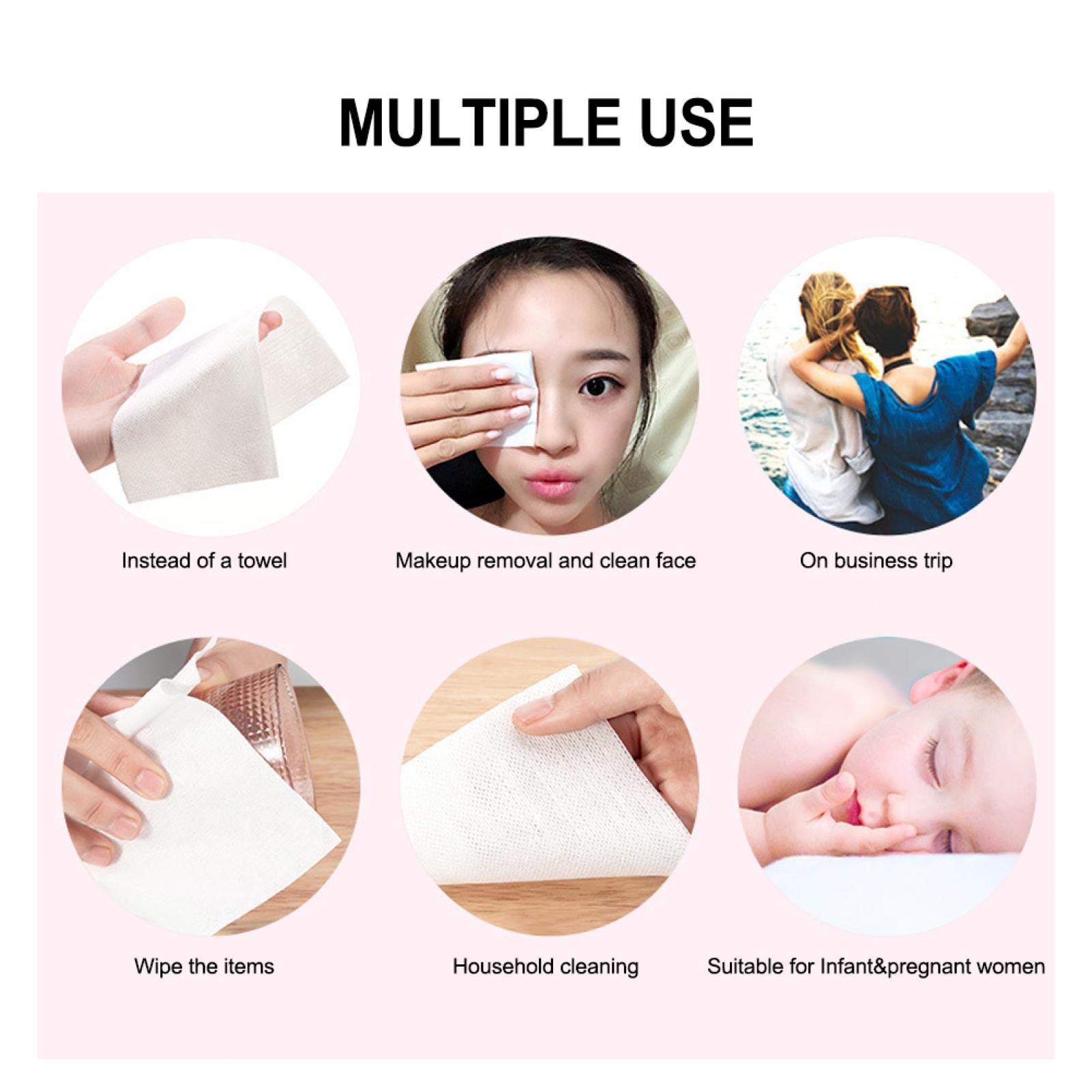 Disposable Makeup Remover Pads - 50 Count Gentle Cleansing Wipes for Face & Eye Makeup Removal - Hypoallergenic Facial Cleansing Pads for Women & Men | Perfect for Travel, Gym & Daily Skincare Routine