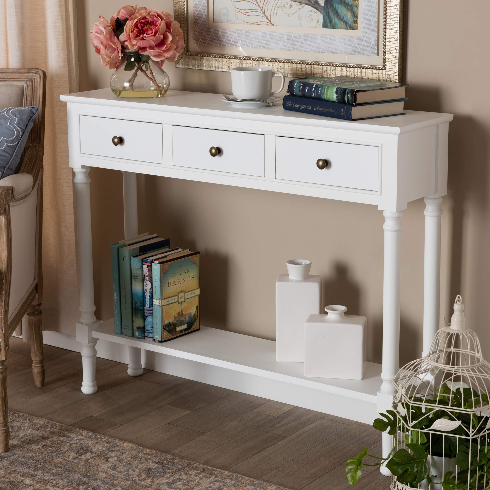 Baxton Studio Modern White Console Table - Entryway Sofa Table, Hallway Accent Furniture for Living Room & Bedroom Decor