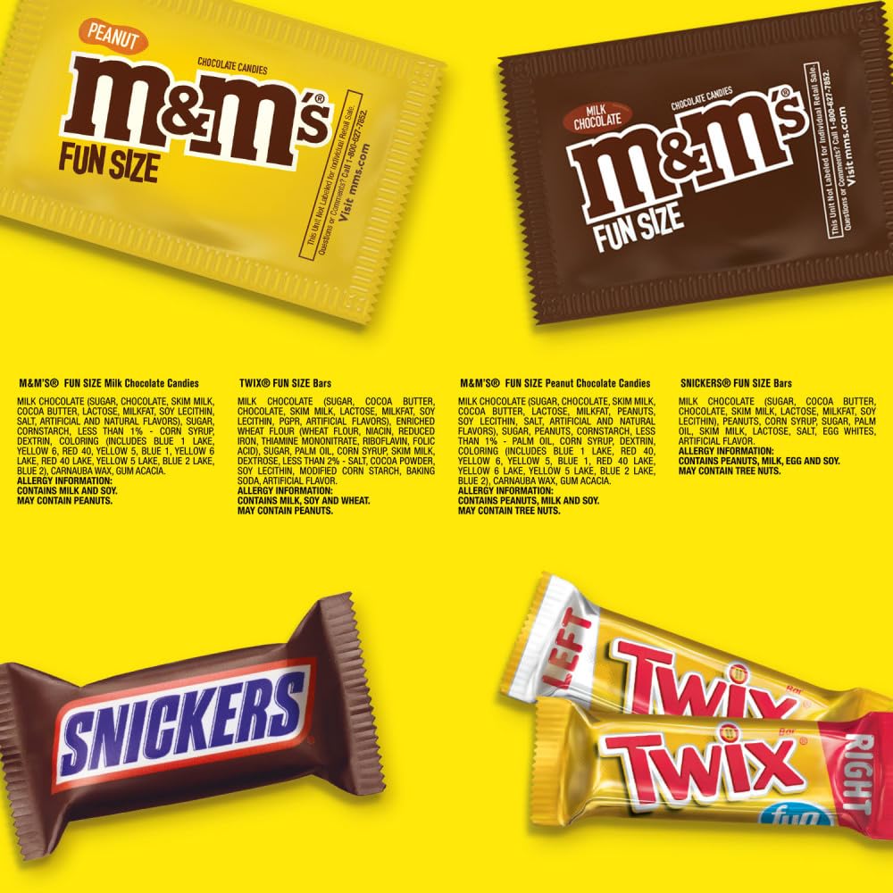 SNICKERS, M&M'S & TWIX Fun Size Chocolate Candy Variety Mix - 55 Piece Bag (31.18 oz) - Perfect for Halloween, Parties, Office Treats & Gift Baskets