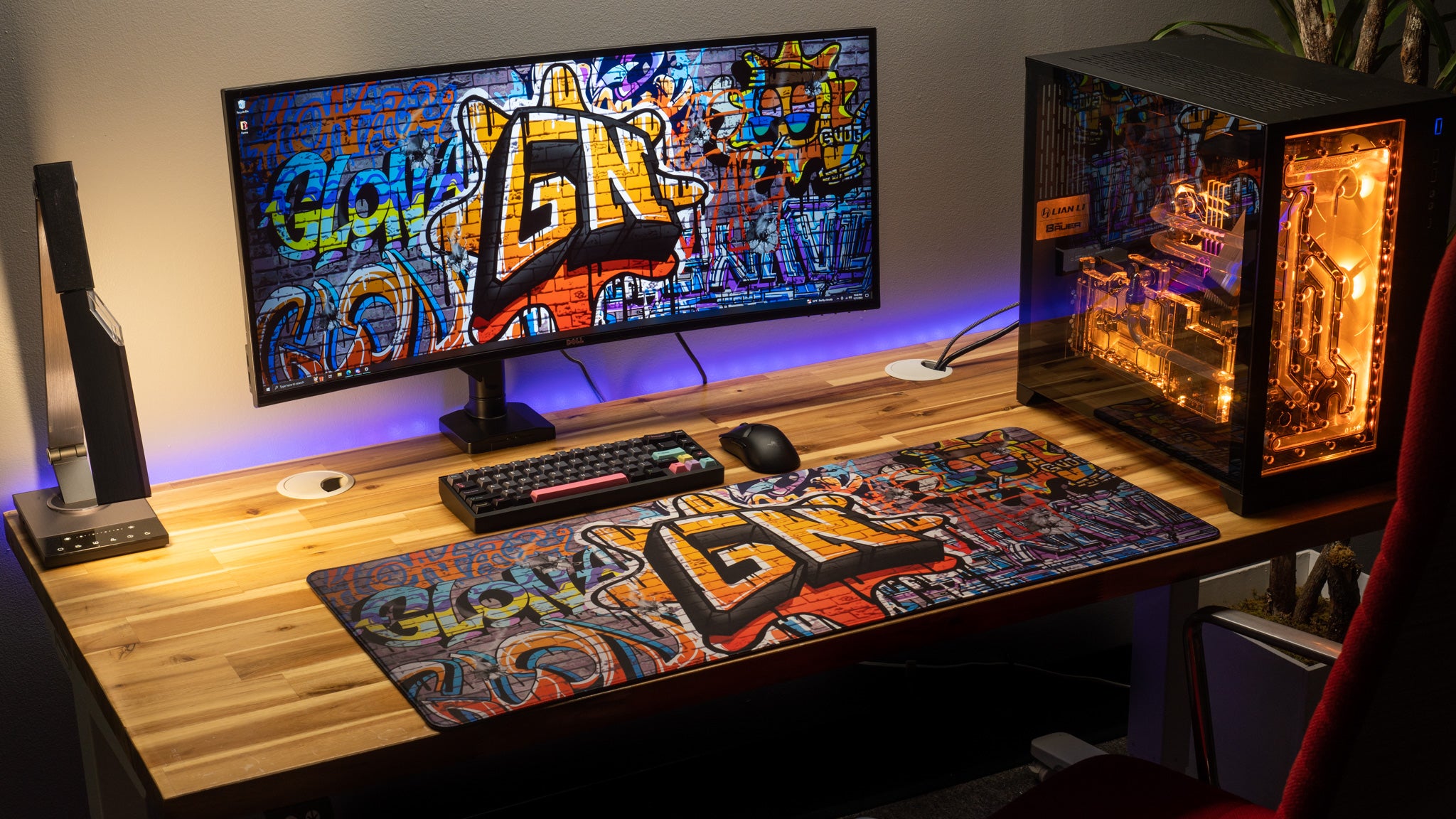Glo Navy Graffiti Gaming Mouse Pad - Large Non-Slip Desk Mat for PC, Mac & Laptop - Perfect for Gamers, Content Creators & Office Work