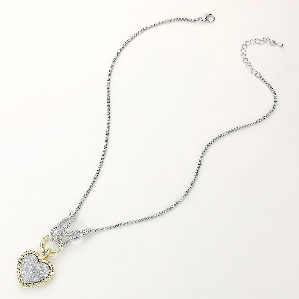 14K Gold Plated Cubic Zirconia Heart Pendant Necklace for Women - Elegant Valentine's Day Gift, Anniversary Jewelry, Romantic Date Night Accessory