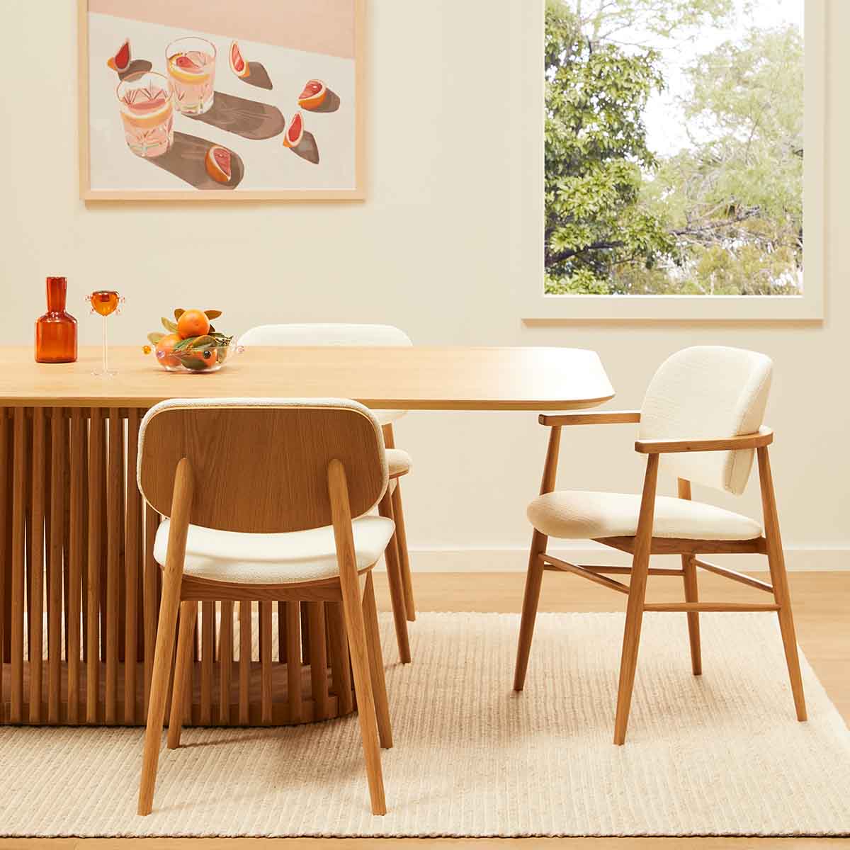 Lando Fabric Dining Chair - Solid Oak Wood Frame, Comfortable Upholstered Seat - Perfect for Kitchen, Dining Room, and Home Office Use