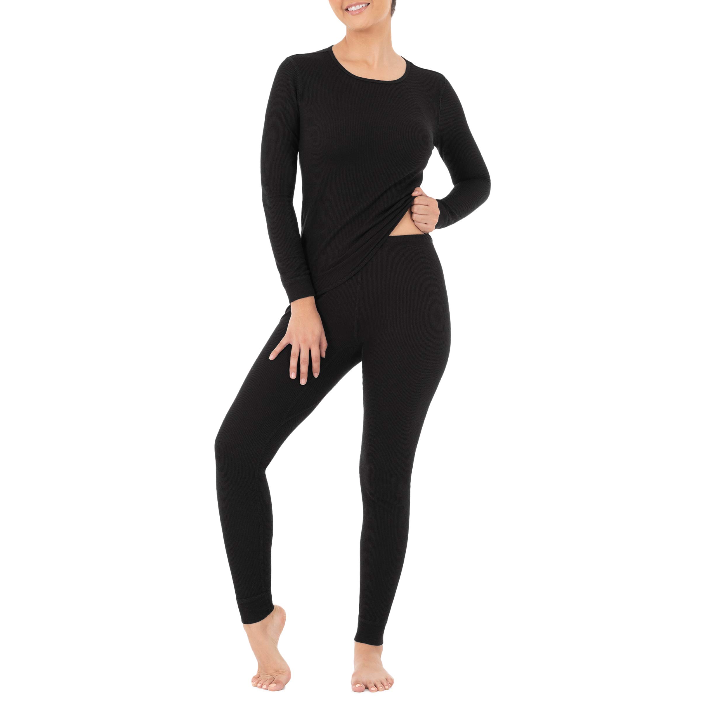 Fruit of the Loom Women's Micro Waffle Premium Thermal Underwear Set - Soft & Warm Winter Base Layer for Cold Weather, Lounge & Sleepwear