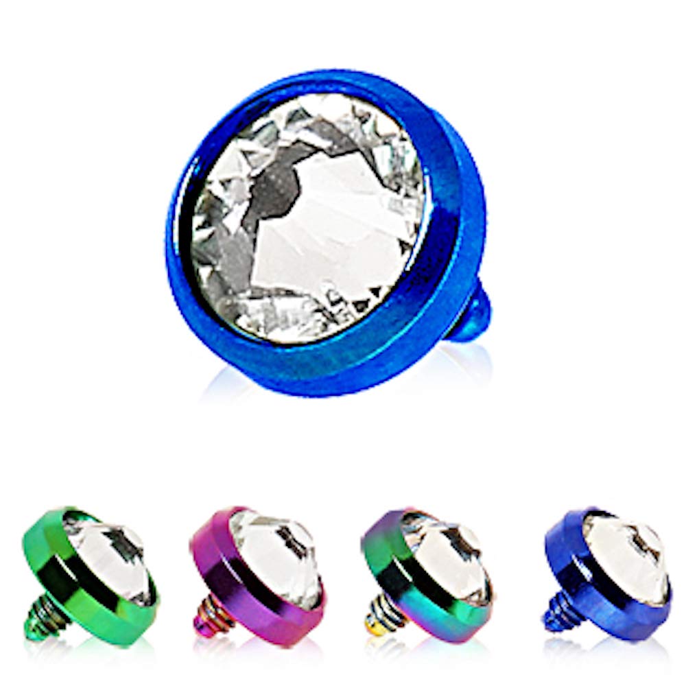 PVD Plated Dermal Top Jewelry with CZ for Piercing Lovers
