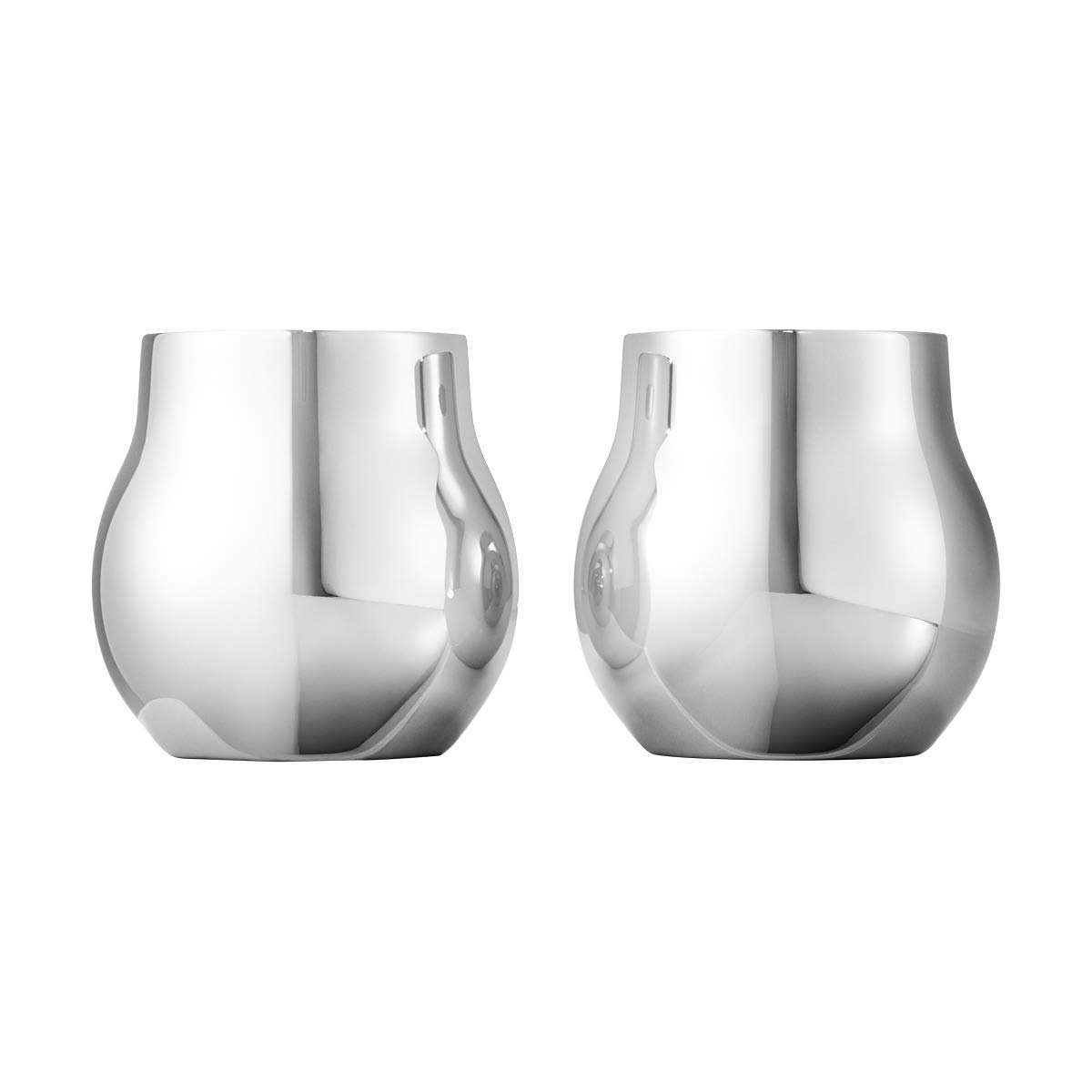 Georg Jensen Cafu Tealight Holders - Set of 2 Mirror Polished Stainless Steel Candle Holders for Home Decor, Wedding Centerpieces & Romantic Ambiance