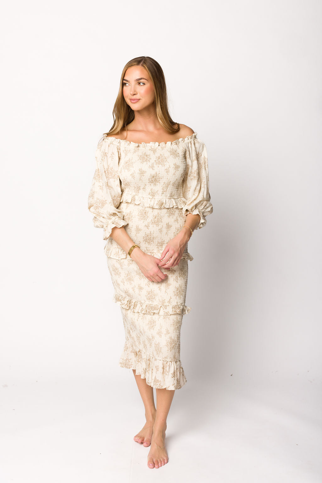 Chloe Maternity Midi Dress in Brown - Bump Friendly Pregnancy Dress for Women | Perfect for Baby Showers, Maternity Photos & Special Occasions