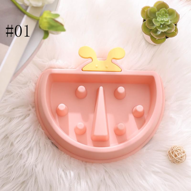 **KittuPet Slow Feeder Cat Dog Bowl - Non-Slip Silicone Pet Food Mat with Suction Cups, Cartoon Design for Portion Control - Perfect for Puppy, Kitten & Small Pets (Pack of 1) - Ideal for Mealtime, Training & Preventing Bloat**