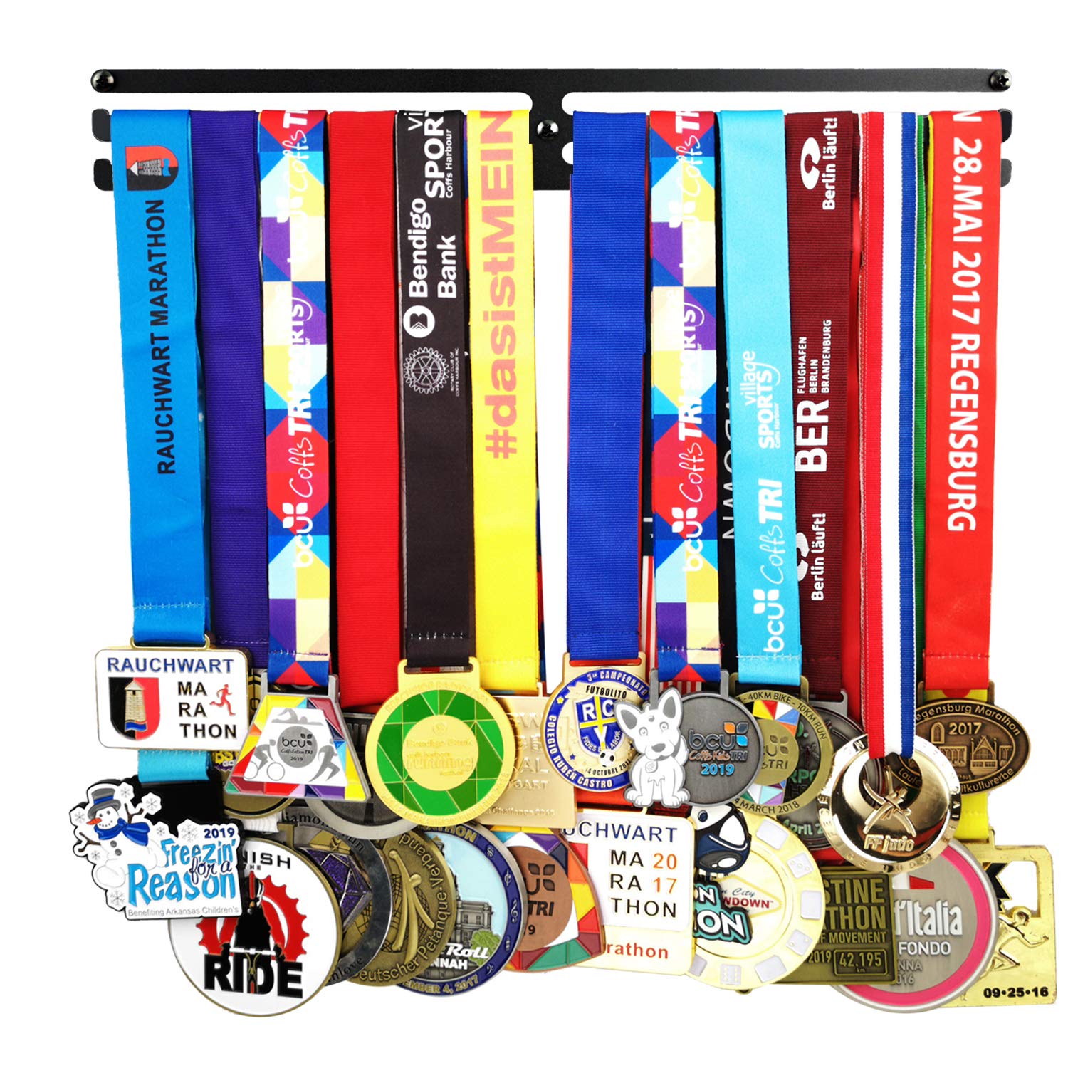 Black Steel Sports Medal Hanger Display Rack - Award Holder for Running, Racing & All Sports Medals | Wall Mounted Trophy Organizer for Race Bibs & Achievements | Perfect for Home, Gym, or Office Decor
