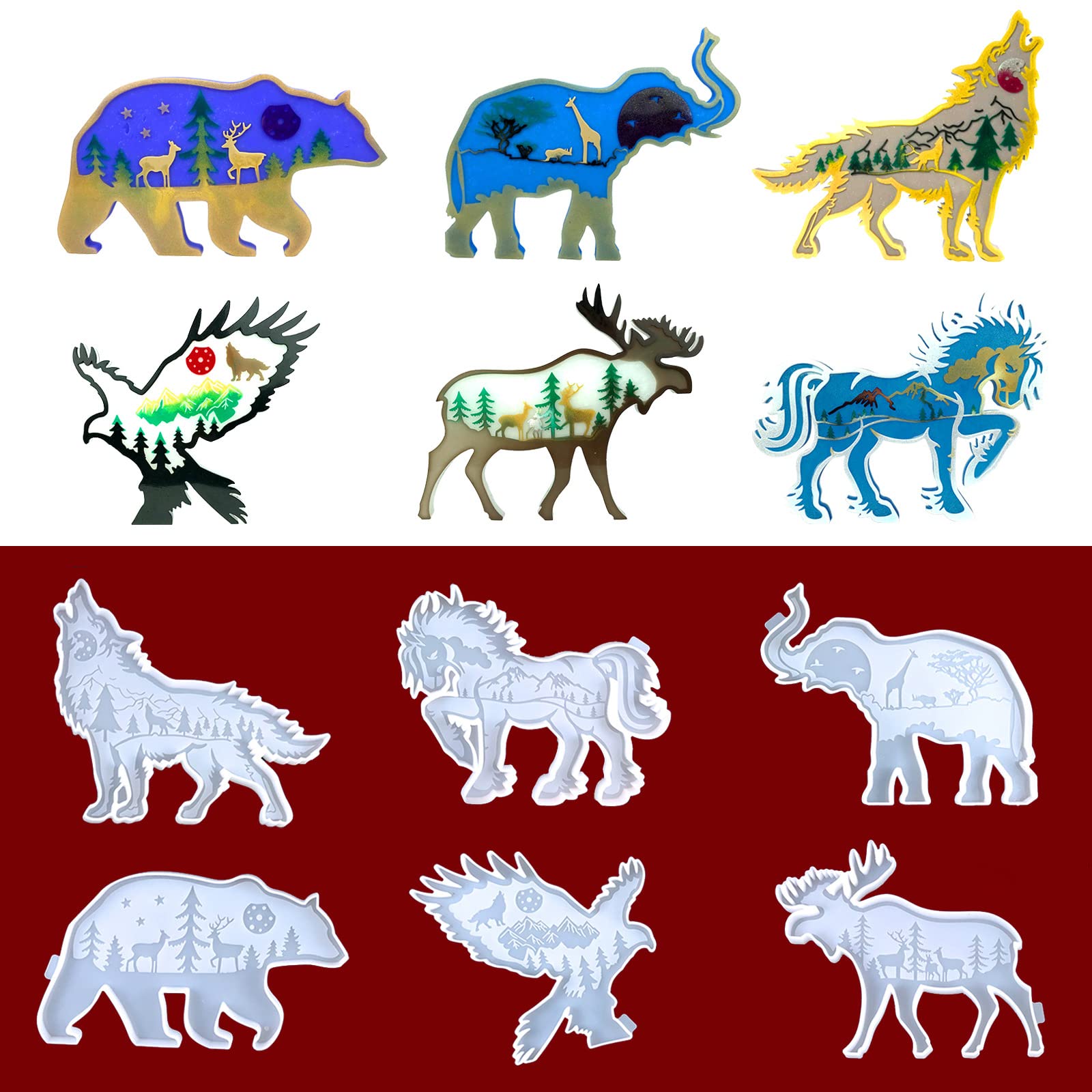 Premium Silicone Resin Molds for DIY Crafts - Bear & Forest Animal Epoxy Molds for Home, Office & Desktop Decoration | Perfect for Resin Jewelry, Keychains & Decorative Art Projects