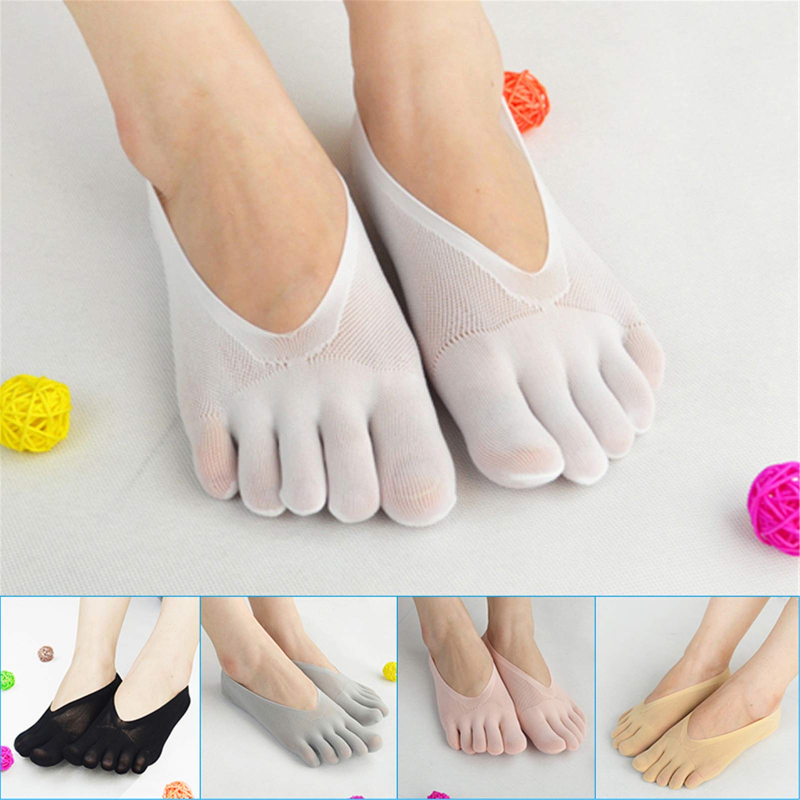VELIHOME Women's Breathable Low Cut Toe Socks with Gel Tab - Orthopedic Compression Ankle Socks for Running, Yoga & Diabetic Foot Care