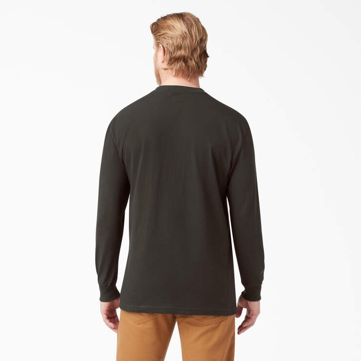 Dickies Men's Heavyweight Long Sleeve Pocket T-Shirt - Relaxed Fit Cotton Work Shirt for Construction, Outdoor & Casual Wear