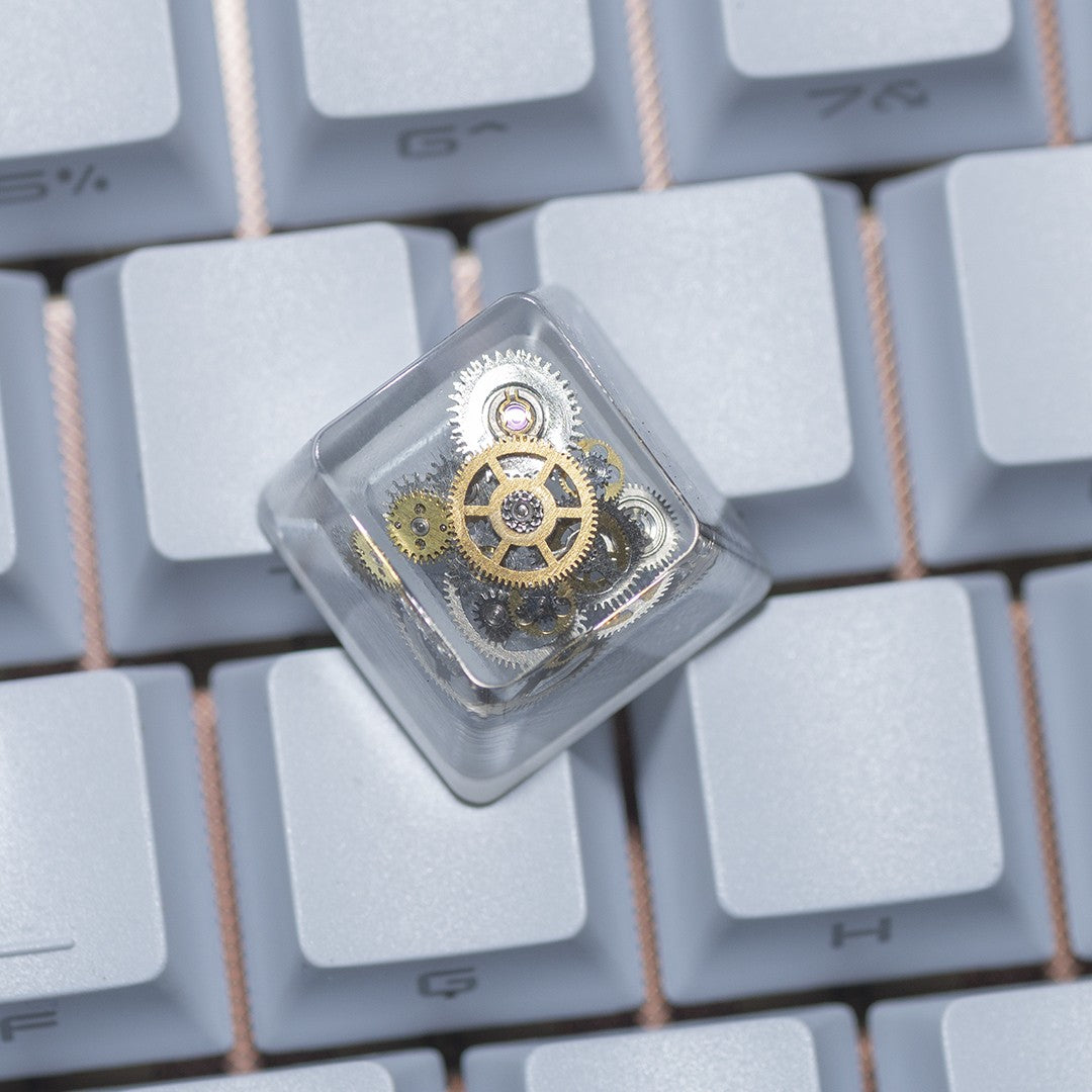 Custom Metal Gear Resin Encapsulated Artisan Keycaps - Unique Personalized Mechanical Keyboard Keycaps for Gaming & Typing Enthusiasts | Perfect for Custom Keyboards, Gifts & Collectibles