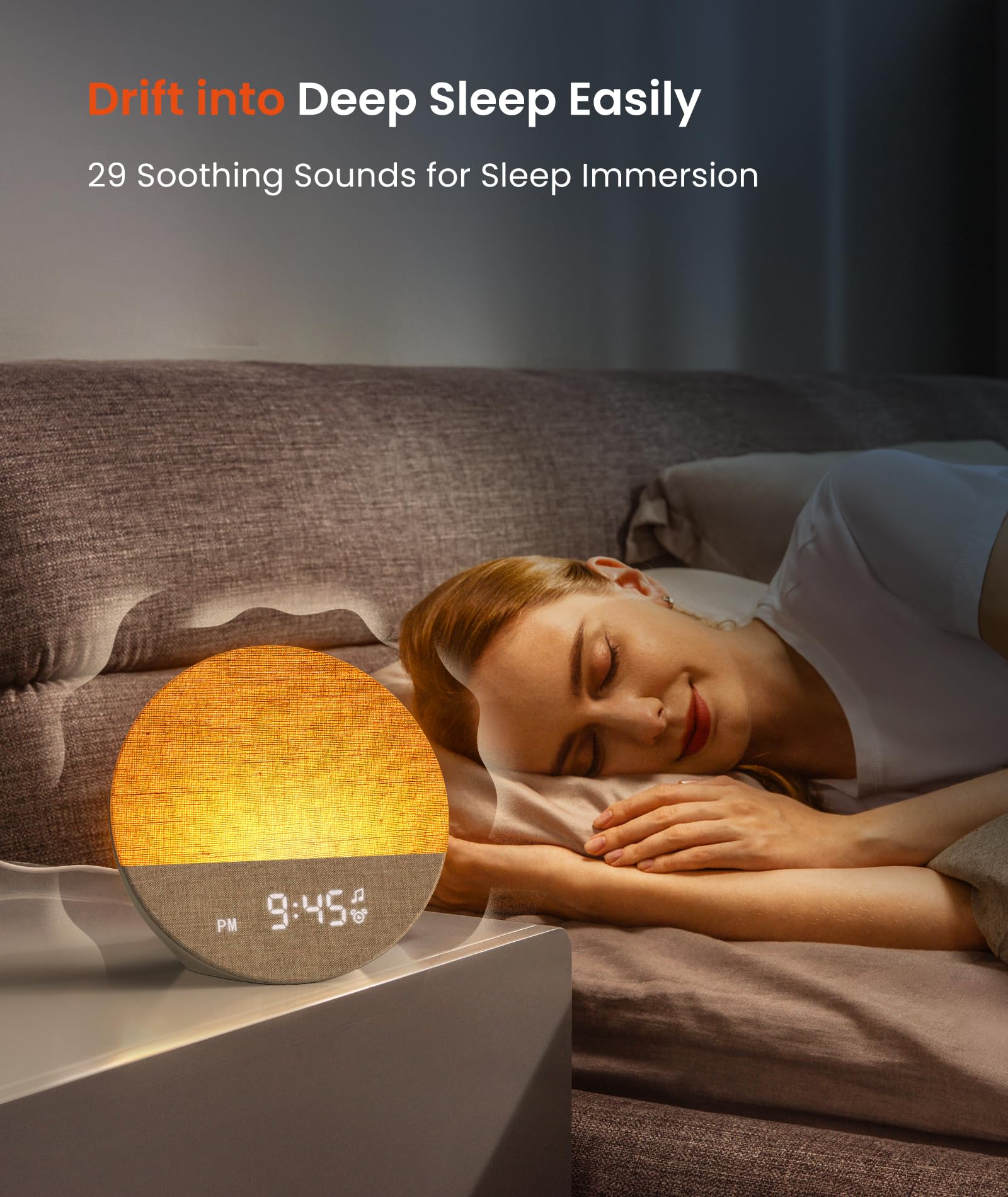 Dreamegg Sunrise 1 - Smart Sunrise Alarm Clock with 29 Soothing Sounds & White Noise Machine, Adjustable Night Light for Bedroom, Custom Sleep Routines for Adults & Kids | Perfect for Gentle Wake-Ups, Relaxation & Better Sleep