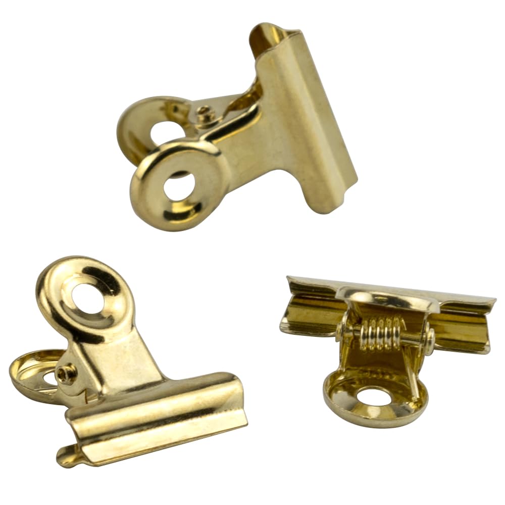 50 Pcs Gold Metal Hinge Clips - Small Bulldog Clips, Mini Binder Clamps for Office, Hanging Photos, Price Tags & Paper Organization - Durable Metal Binder Clips for Home, School & Craft Projects