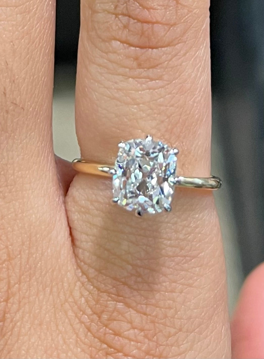 3.01ct Elongated Old Mine Cut Solitaire Diamond Ring - Vintage Engagement Ring for Women, Perfect for Proposals, Anniversaries & Special Occasions