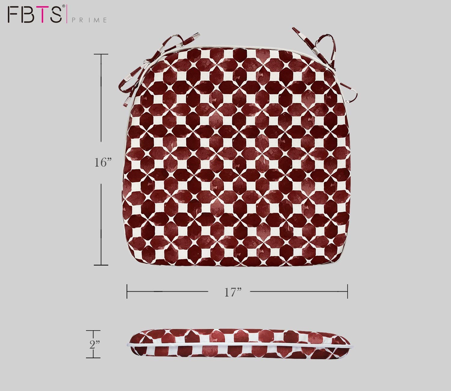 **2-Pack Outdoor Chair Cushions with Ties – 16x17 Inch Red U-Shaped Patio Seat Cushions for Garden, Home & Office – Waterproof & Comfortable for Outdoor Furniture, Deck, Poolside & Picnics**