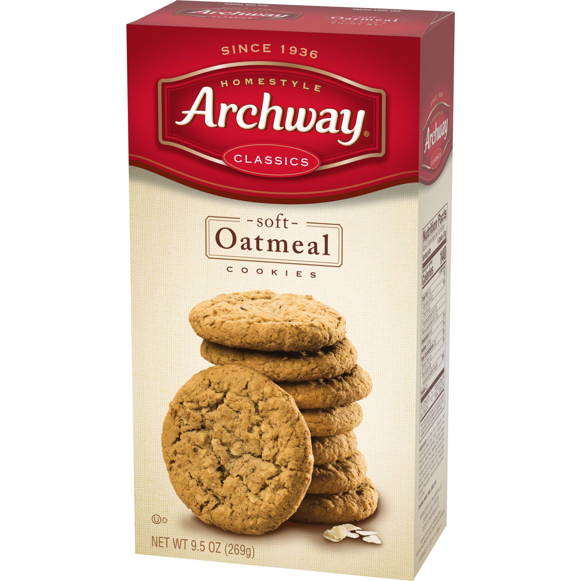 Archway Oatmeal Cookies - 10 Oz (Pack of 12) | Soft & Chewy Homemade Style Cookies | Perfect for Snacking, Lunchboxes & Family Gatherings